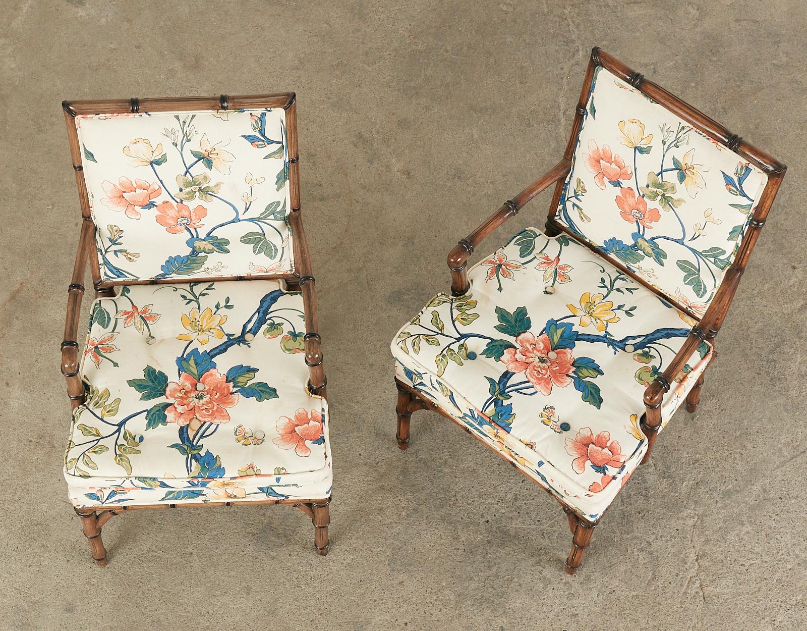 Bob Hope's Set of Four Faux Bamboo Chintz Dining Chairs 2