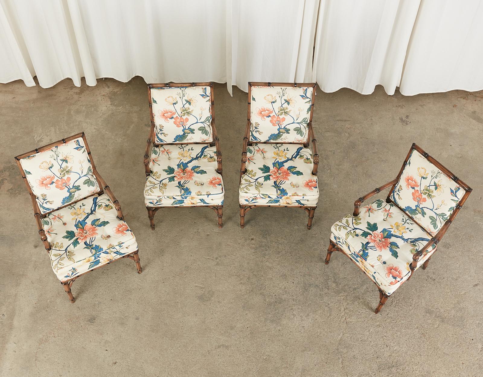 Bob Hope's Set of Four Faux Bamboo Chintz Dining Chairs 3