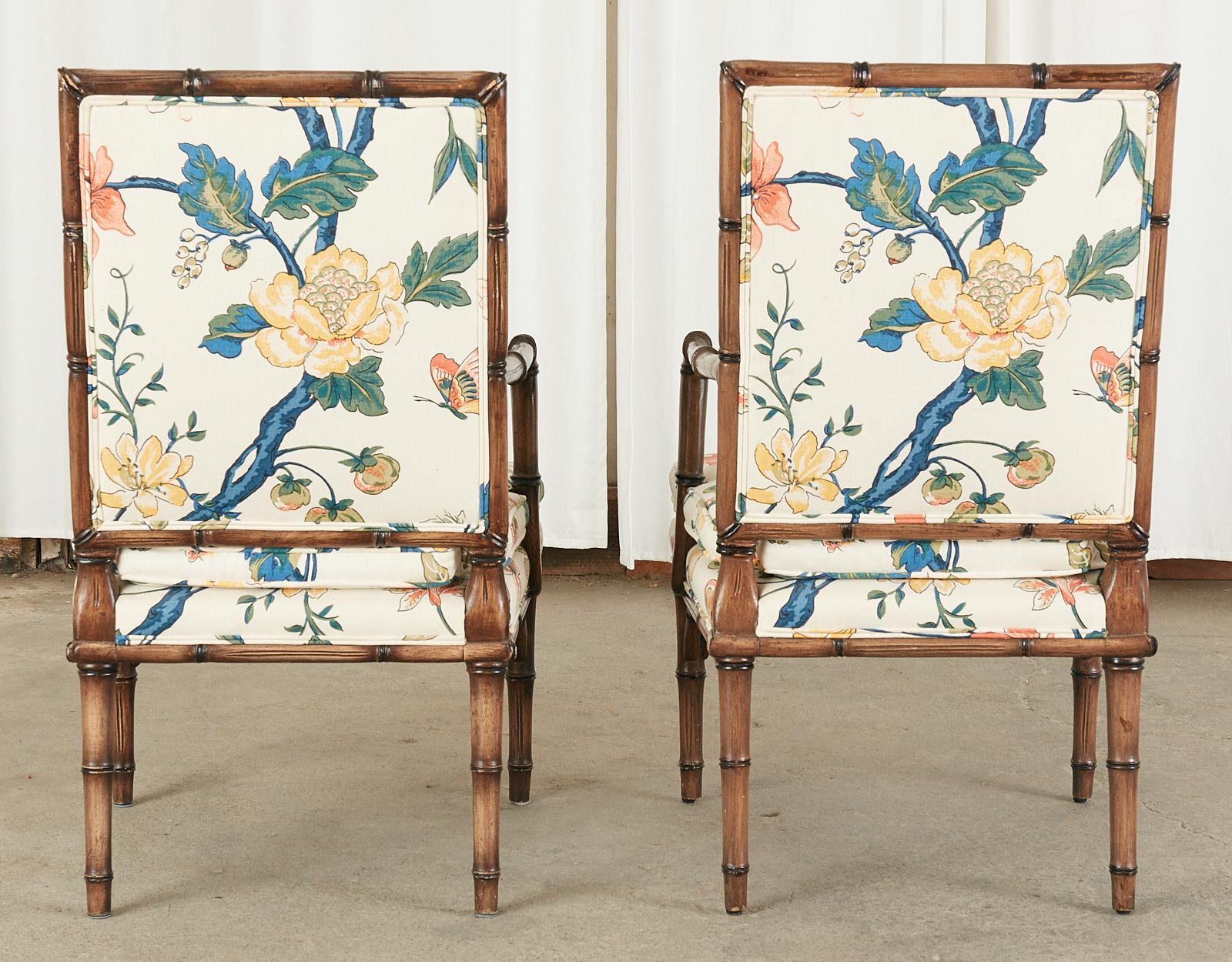 Bob Hope's Set of Four Faux Bamboo Chintz Dining Chairs 12