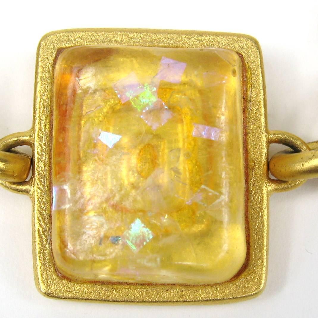 Women's Bob House Gold Speckle Glass Bracelet & Earrings set 1990s For Sale