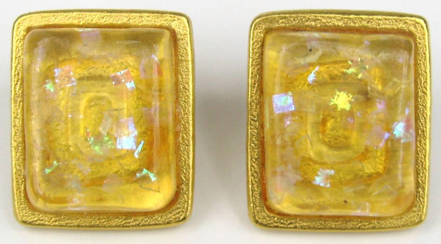 Bob House Gold Speckle Glass Bracelet & Earrings set 1990s For Sale 2