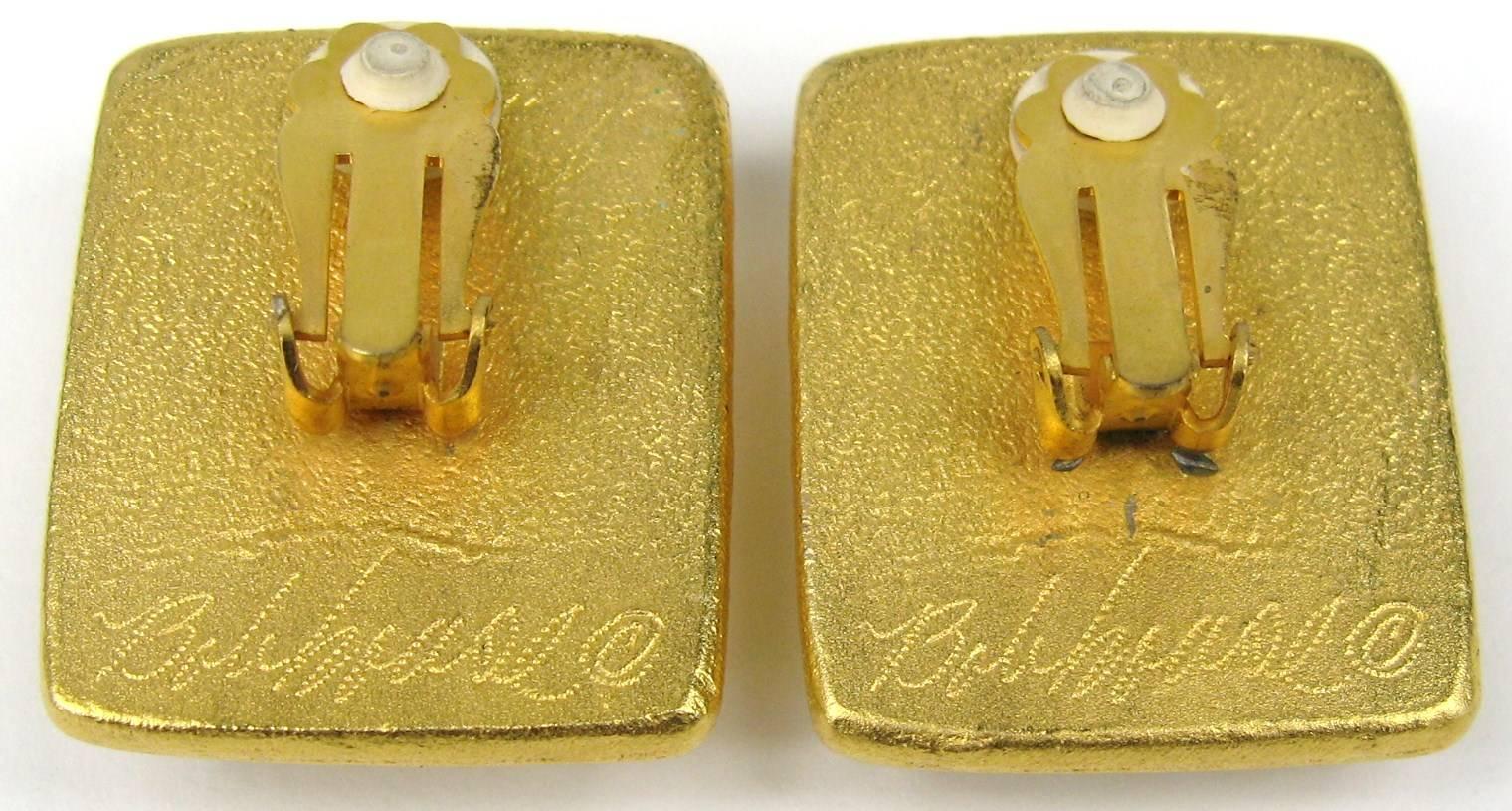 Bob House Gold Speckle Glass Bracelet & Earrings set 1990s For Sale 3