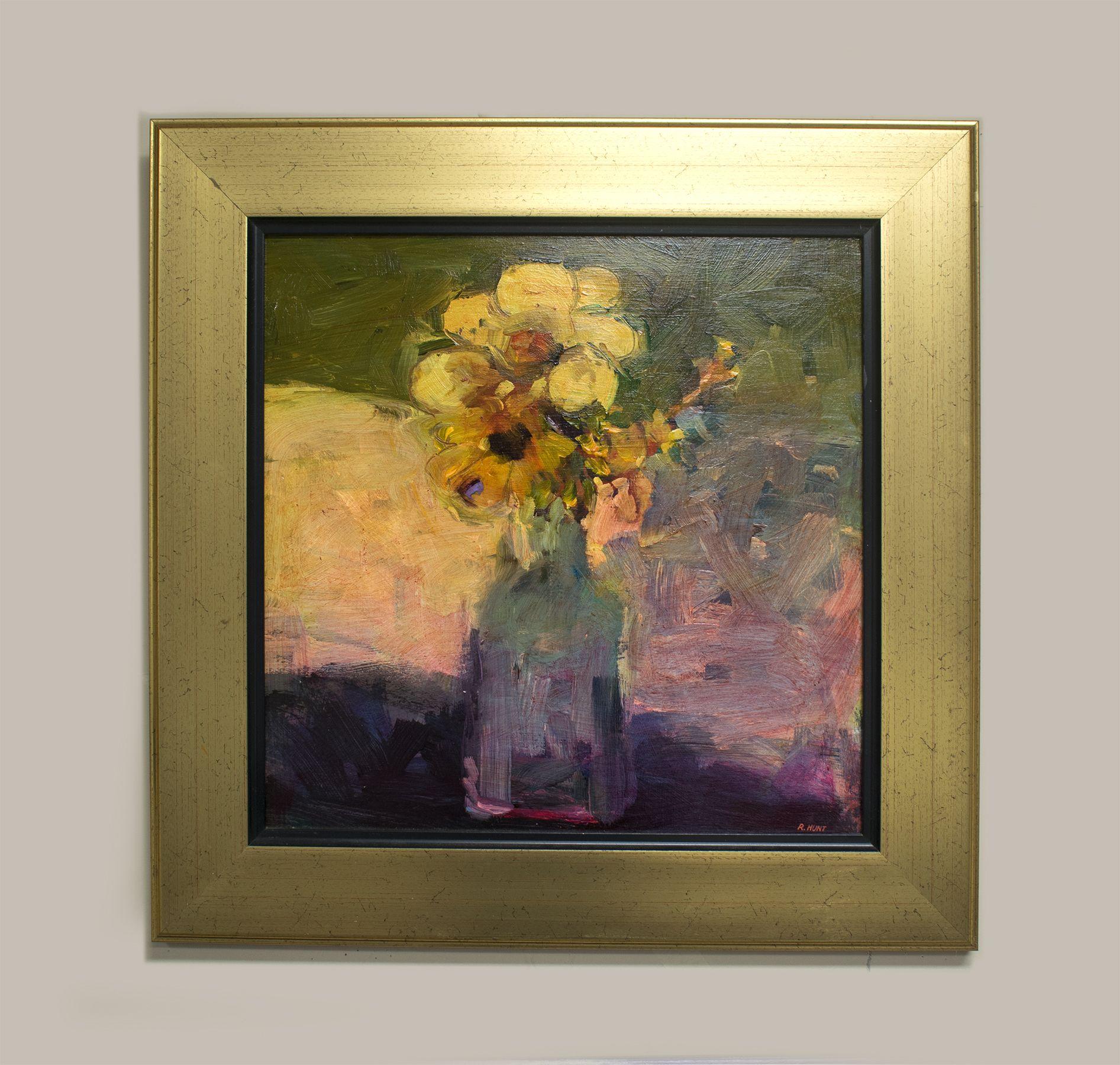 Contemporary still life painted on 1/4 MDF board, mounted in a gold frame. Ready to hang :: Painting :: Impressionist :: This piece comes with an official certificate of authenticity signed by the artist :: Ready to Hang: Yes :: Signed: Yes ::