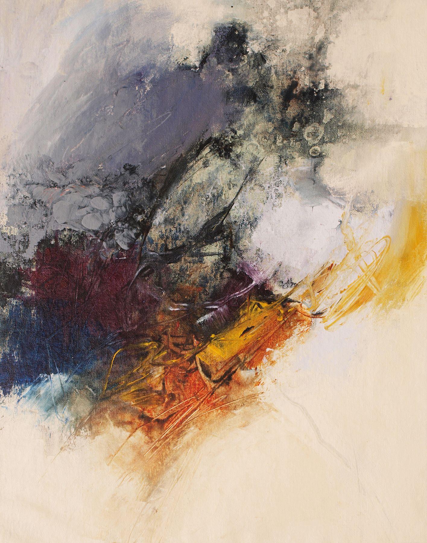 Abstract Painting di Bob Hunt - Eruzione #1, Pittura, Acrilico su tela