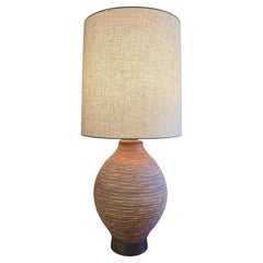 Bob Kenzie for Affiliated Craftsmen Large Labeled Pottery Lamp with Shade