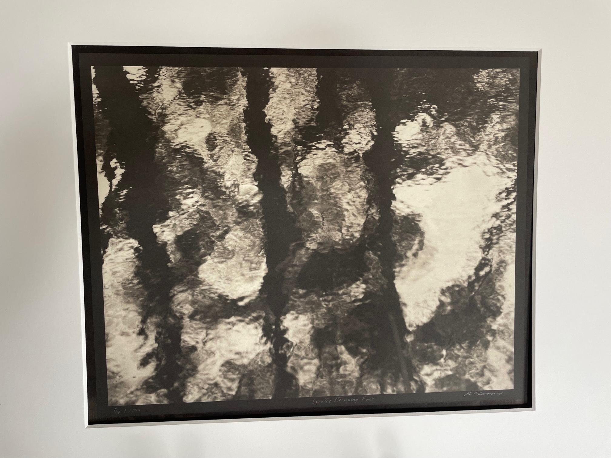 Bob Kersey Black and White Photograph - Water Running Free - Abstract Water Ripples
