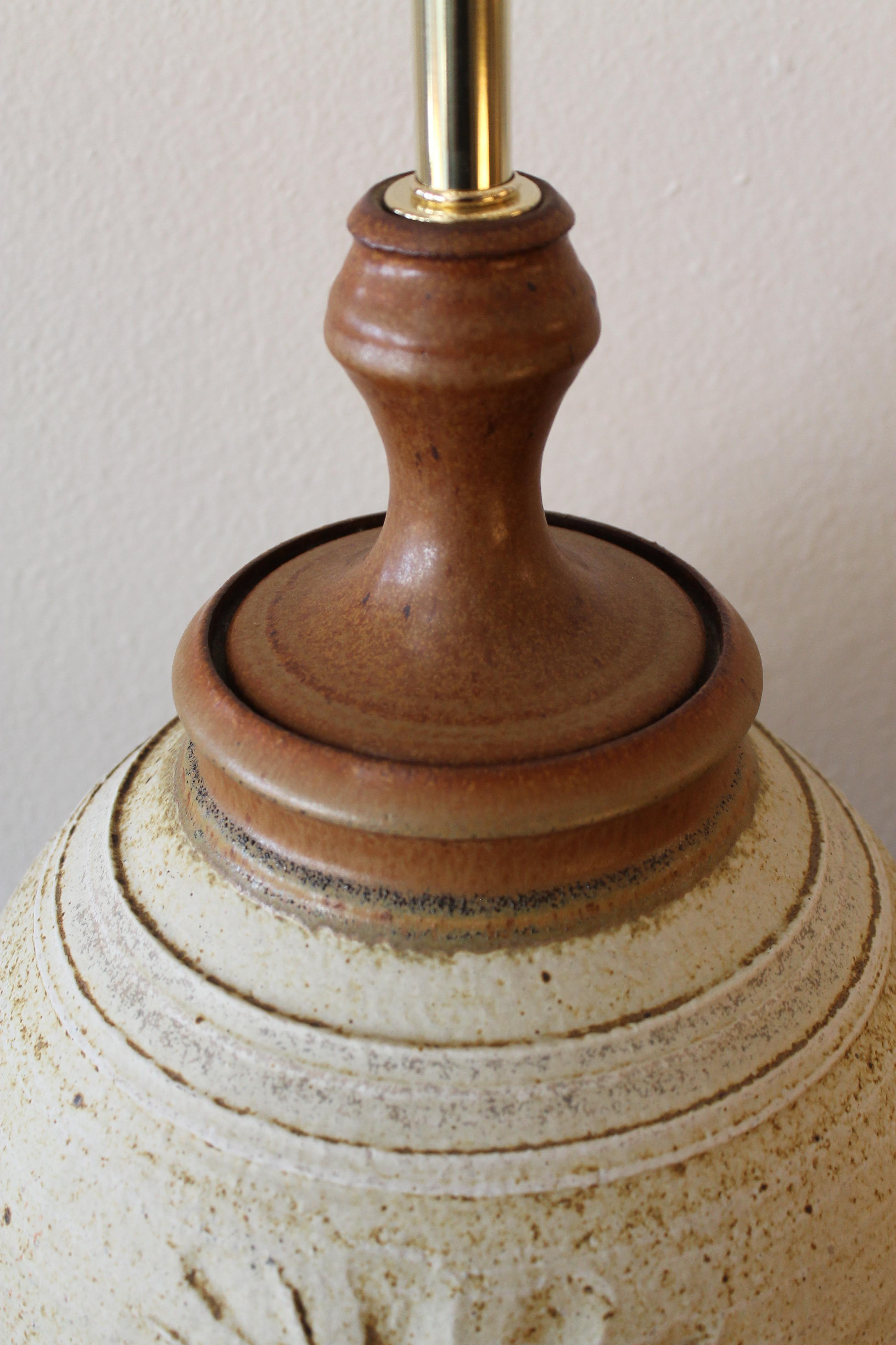 Late 20th Century Stoneware Lamp by Bob Kinzie for the Affiliated Craftsmen Lamp Company For Sale