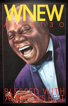 Louis Armstrong Original Vintage Poster for WNEW Jazz Radio by Bob Lee Hickson