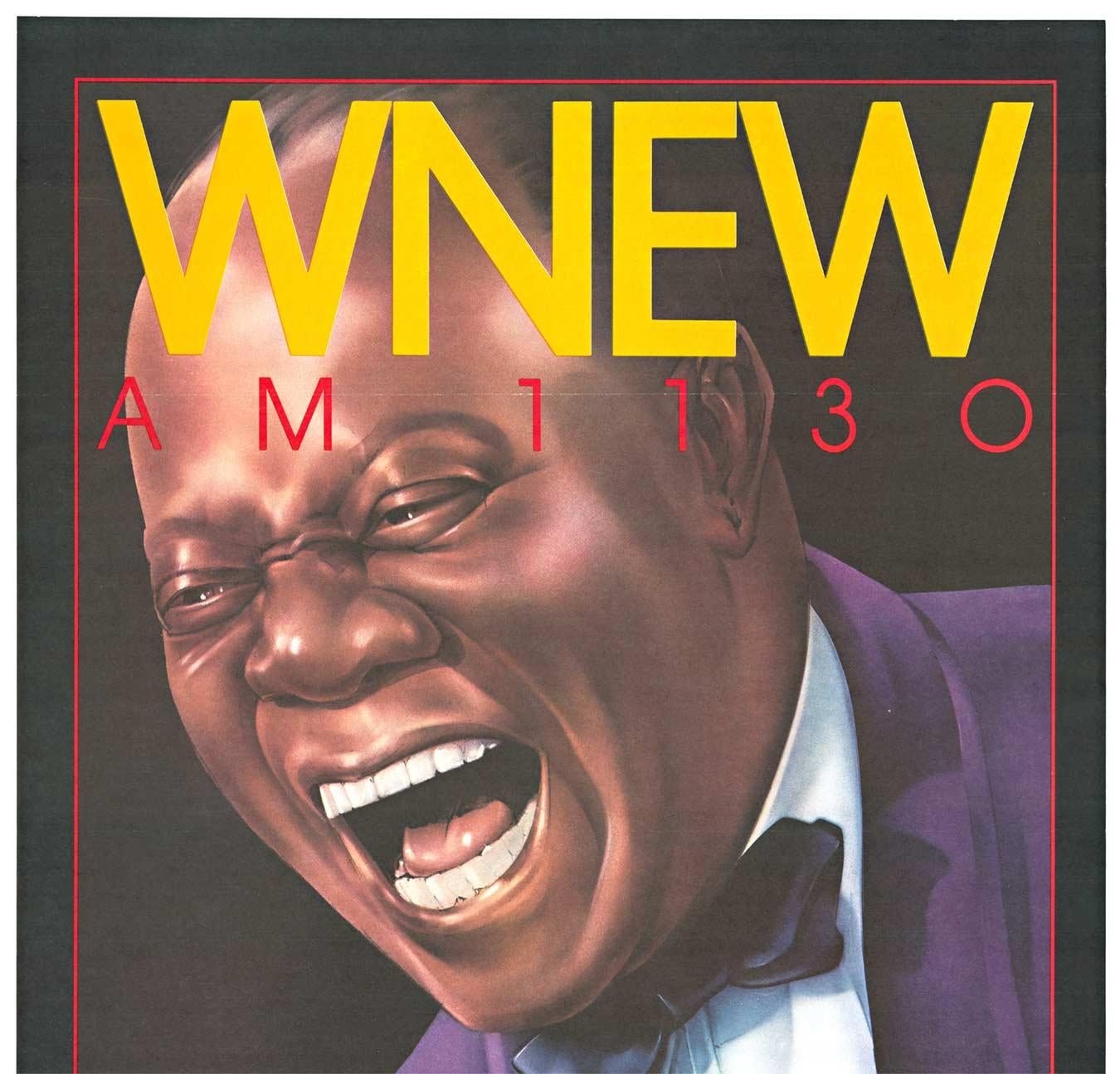 Original LOUIS ARMSTRONG WNEW AM 1130 vintage poster - Print by Bob Lee Hickson