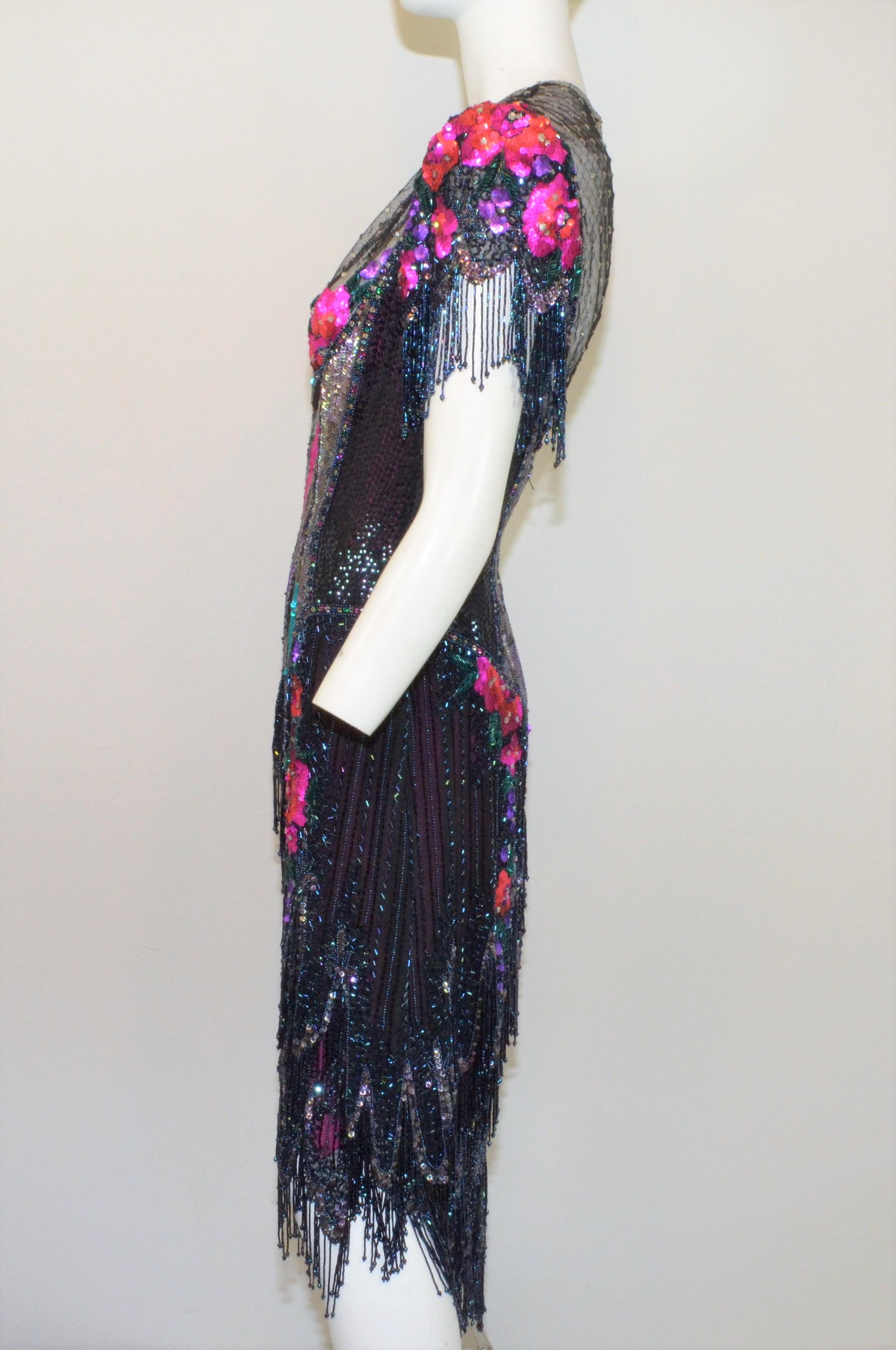 Bob Mackie 1970's Fringe Beaded Embellished Dress 1
