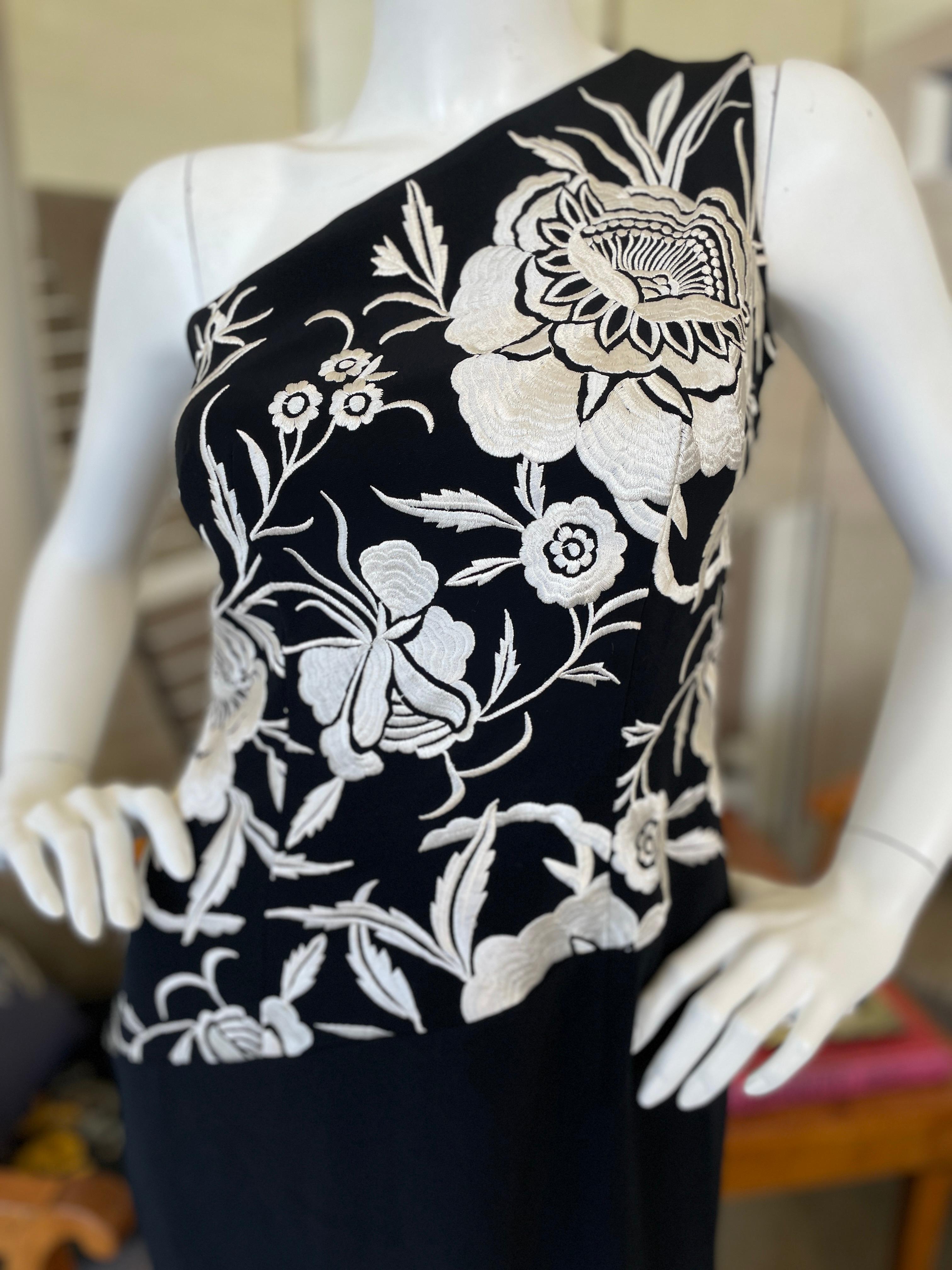 Bob Mackie 1970 s One Shoulder Floral Embroidered Dress With Kimono 
