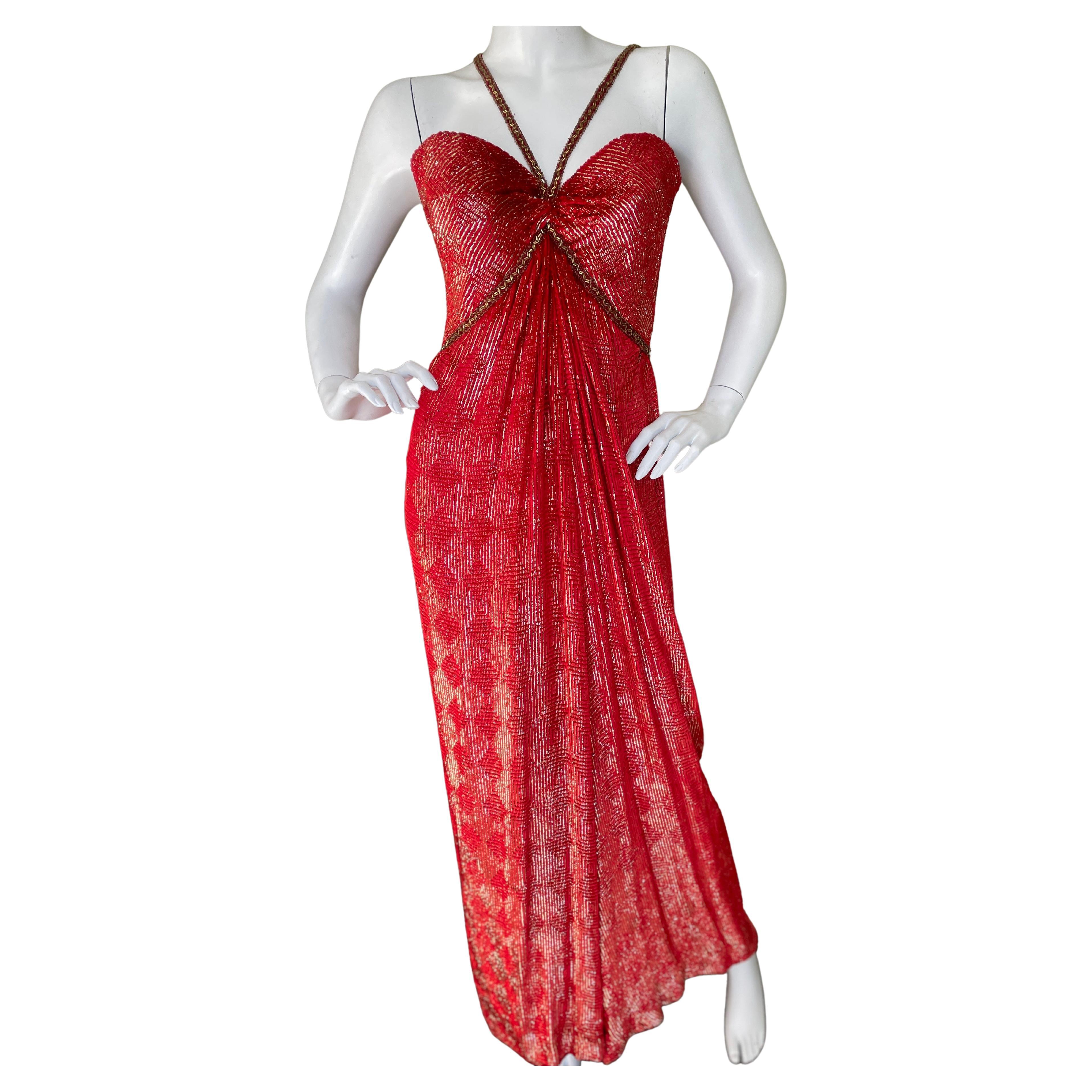 Bob Mackie Outstanding Vintage Sheer Illusion Bugle Beaded Evening