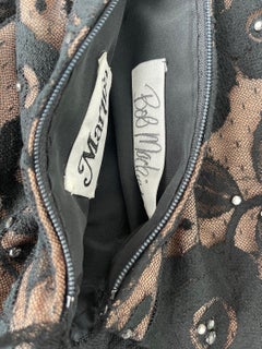 Bob Mackie 1980s Schwarz + Nackt Spitze Strass Vintage 80s Mini Kleid