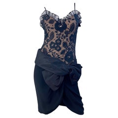Bob Mackie, mini abito anni '80 nero e nudo in pizzo con strass