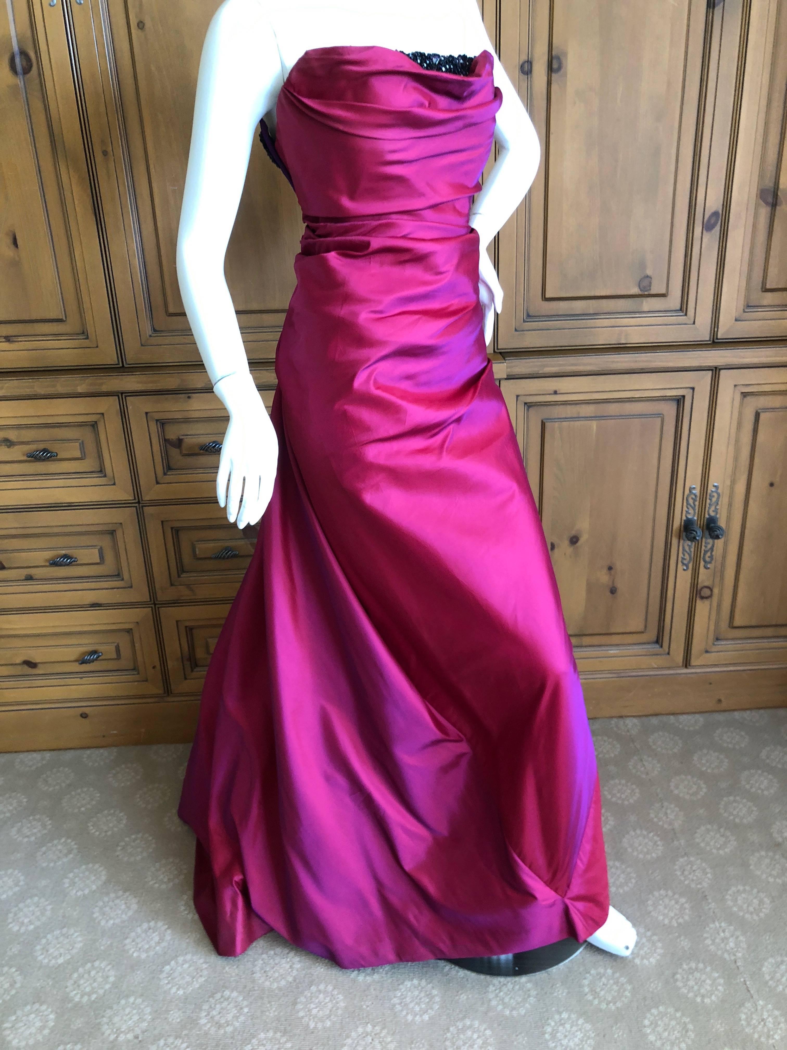 Bob Mackie Glamorous Magenta Ballgown with Crystal Beaded Accents, 1980s  6