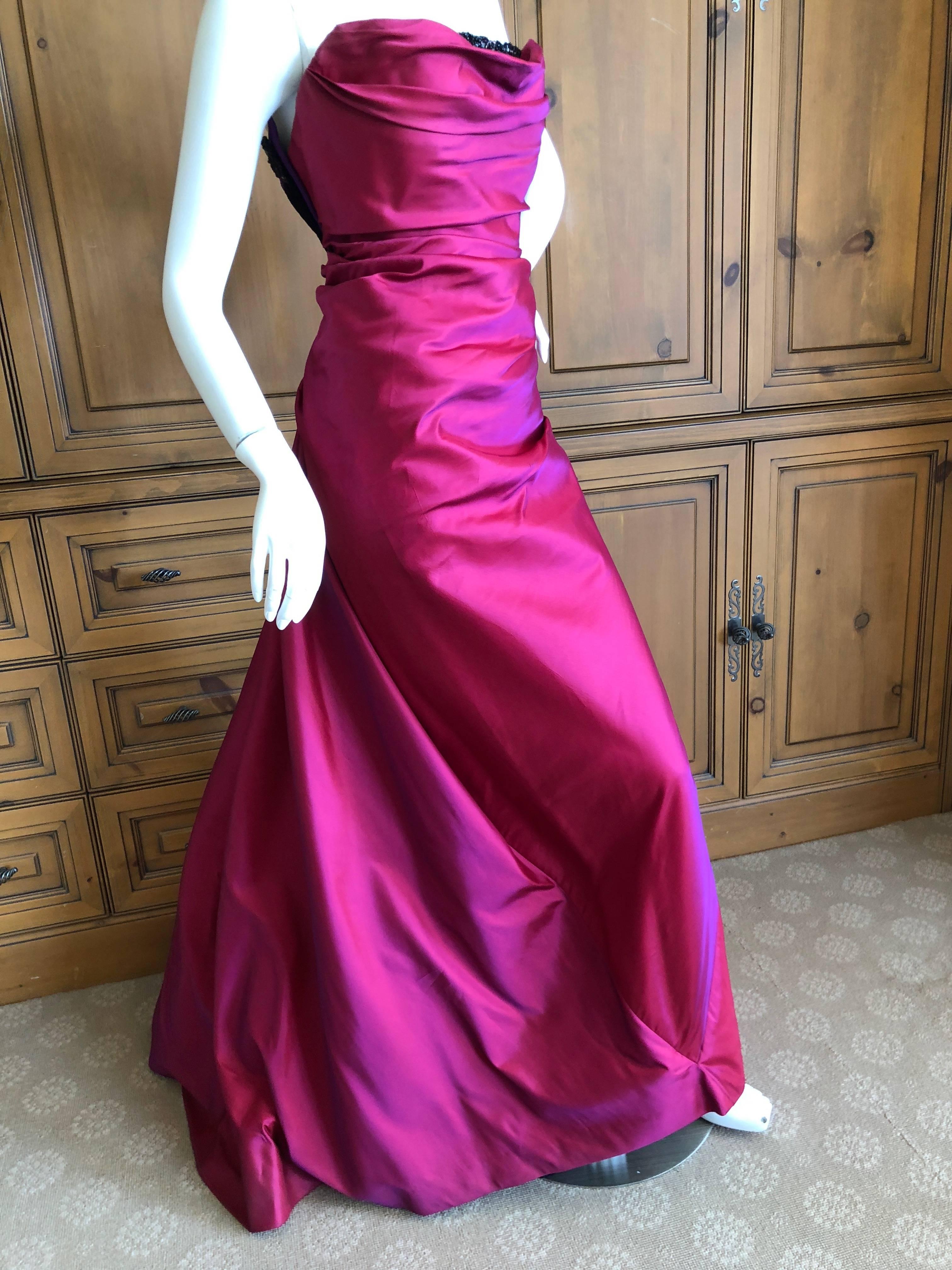 Women's Bob Mackie Glamorous Magenta Ballgown with Crystal Beaded Accents, 1980s 