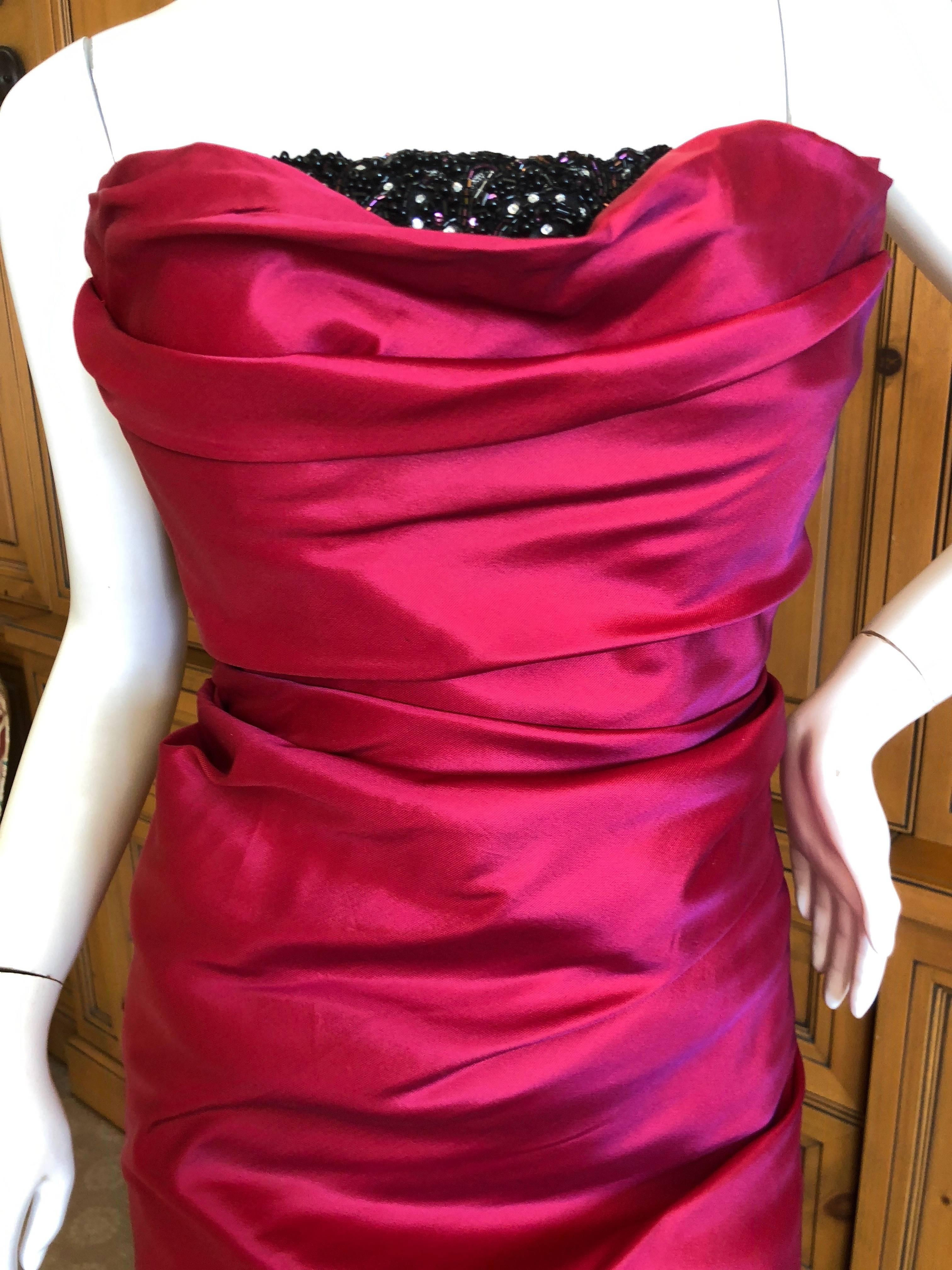 Bob Mackie Glamorous Magenta Ballgown with Crystal Beaded Accents, 1980s  3