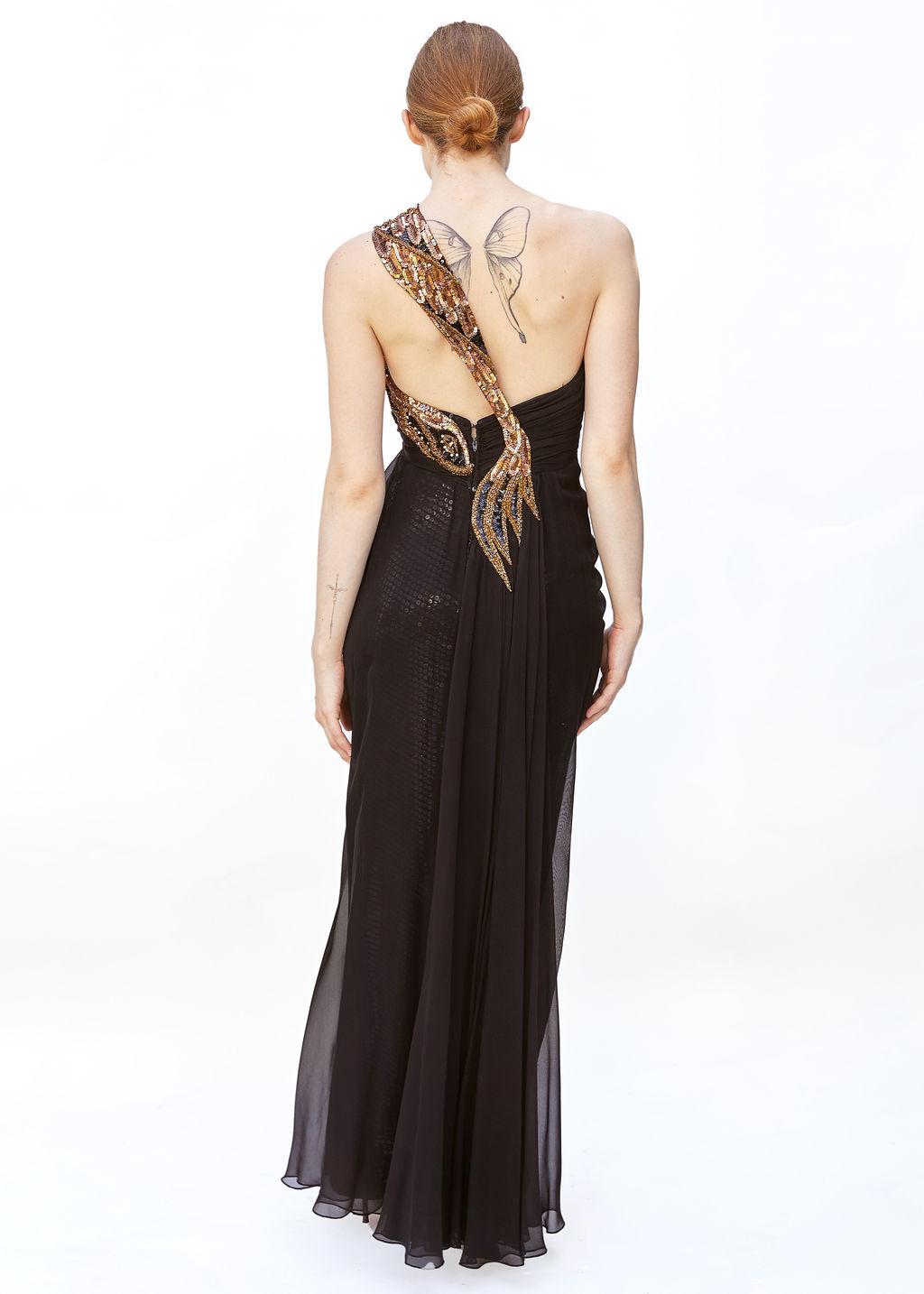 Bob Mackie 1980er Ein-Schulter-Perlen-Kleid mit Pailletten-Futter im Zustand „Hervorragend“ im Angebot in Los Angeles, CA