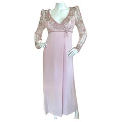 Bob Mackie 1980's Pink Beaded Plunging Wrap Style Dress Size 12