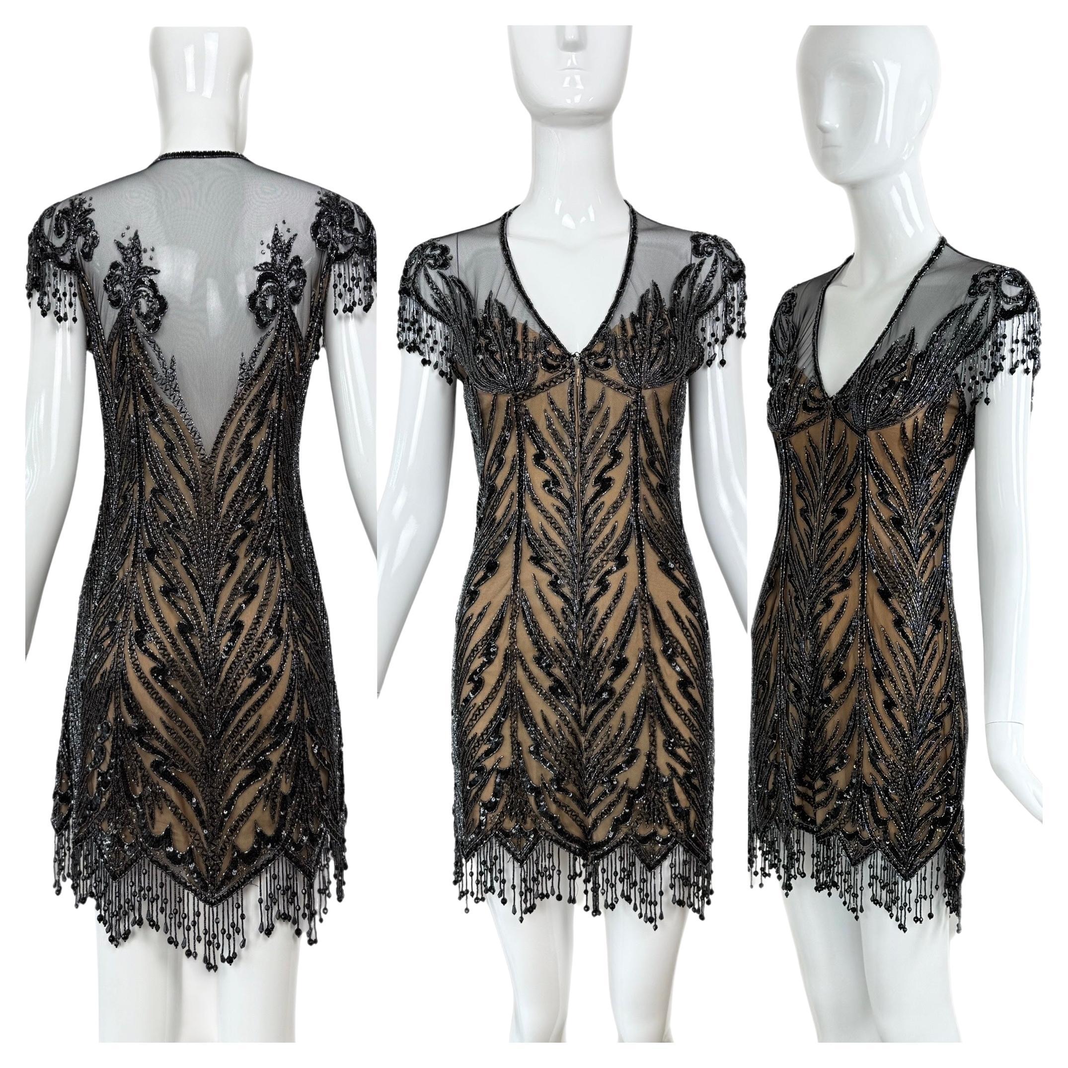 BOB MACKIE 1980's Vintage Stark verschönertes Minikleid