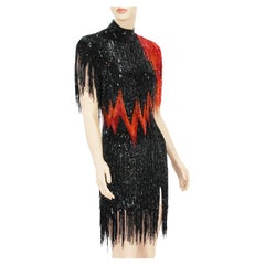 Bob Mackie 1982 Fully Beaded *Flame* Dress from European Dance Competition 