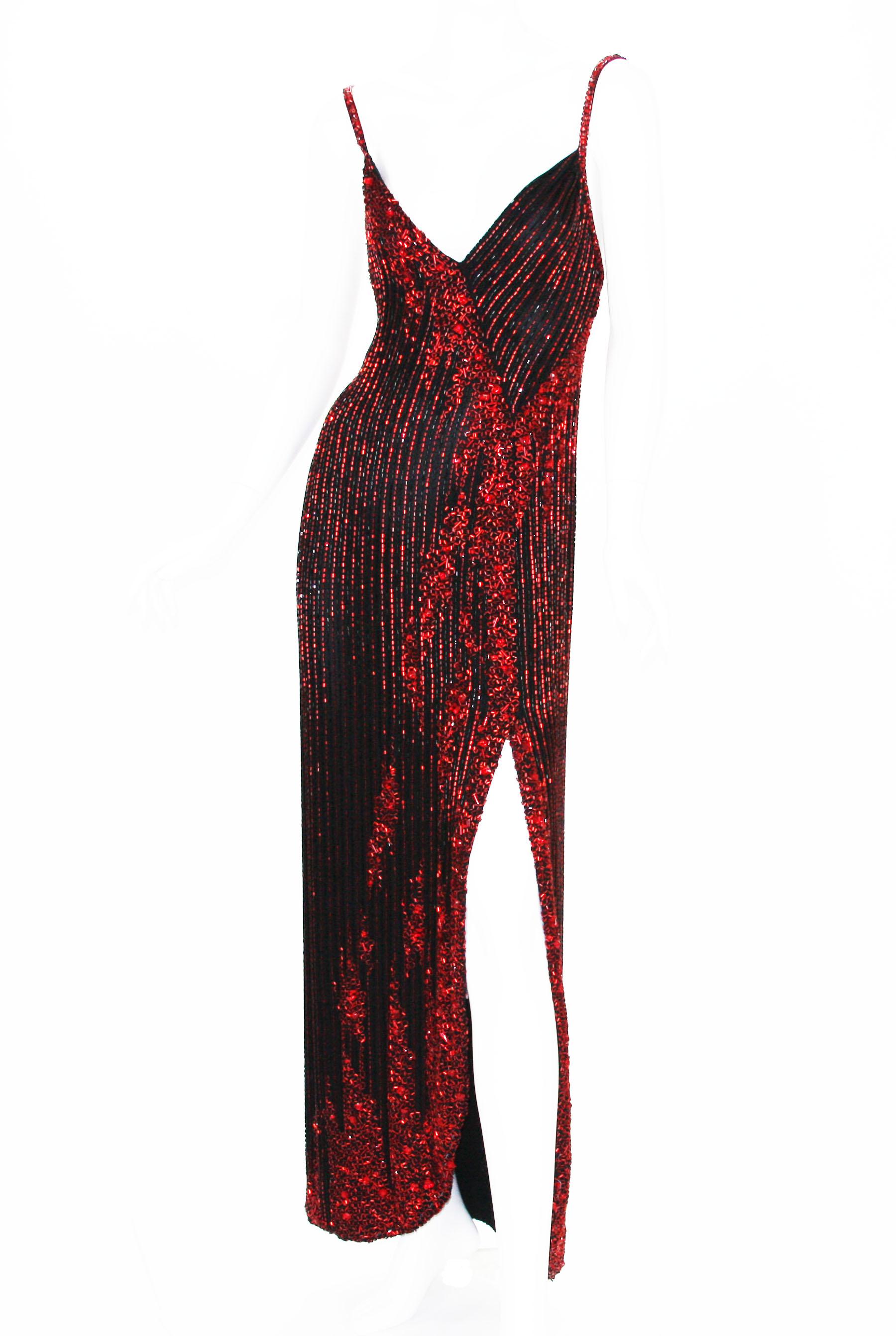 Black Bob Mackie 1983 Cosmopolitan Cover Numbered Beaded Open Back Long Dress Gown 6 For Sale