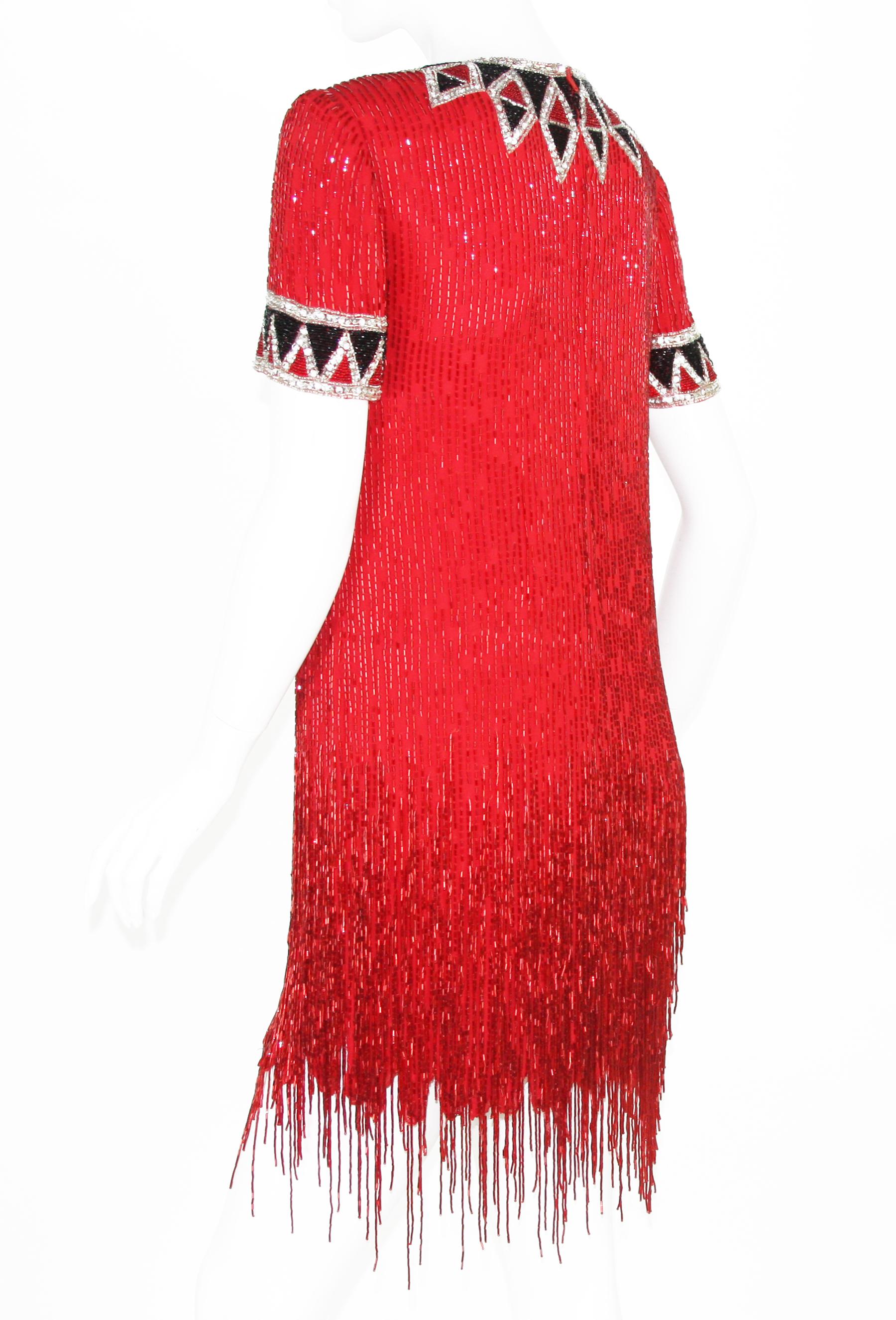 red beaded dresses