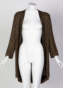 Bob Mackie Art Deco Gold Black Beaded Jacket, 1980s