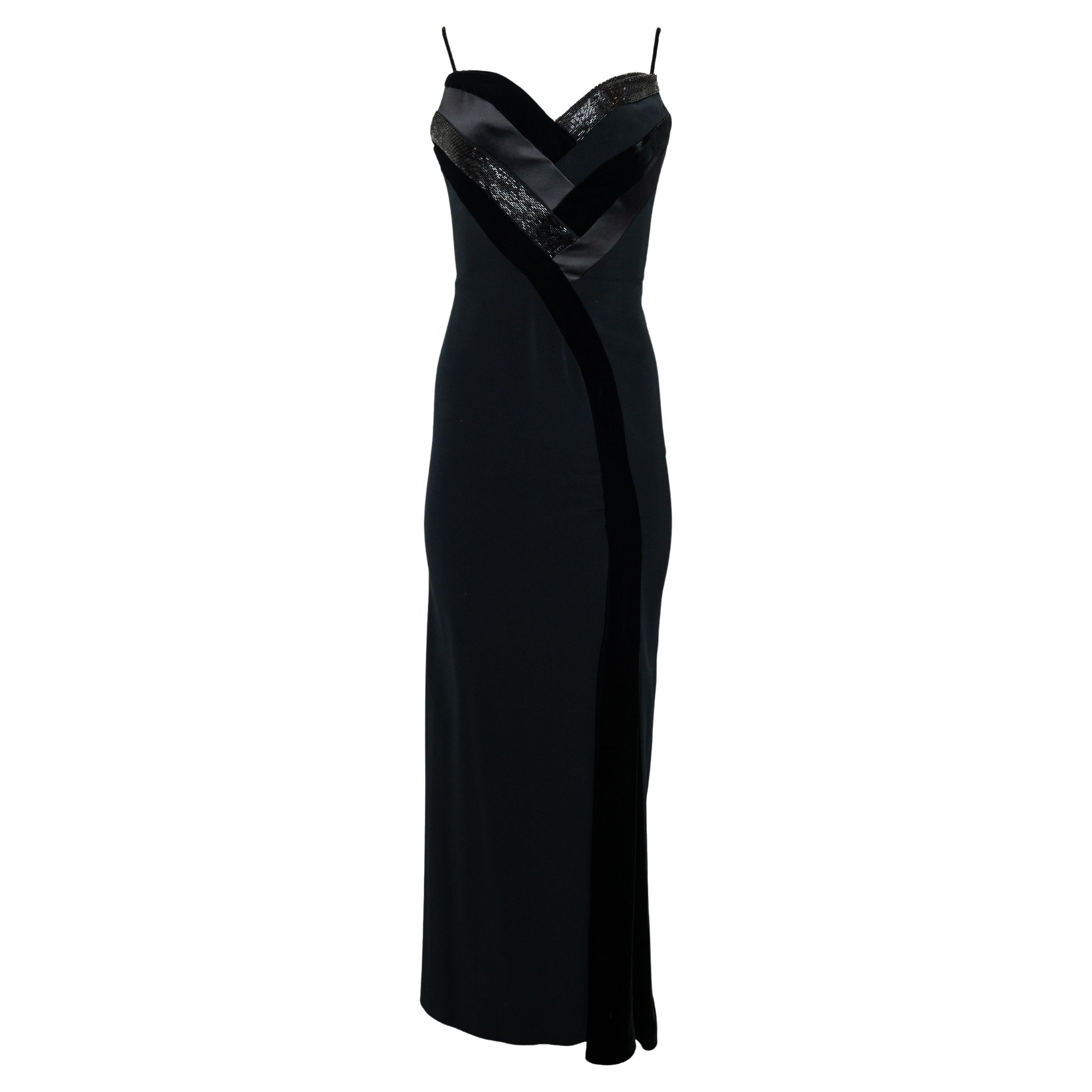 Bob Mackie Black Evening Gown With Velvet
Beaded Trim
