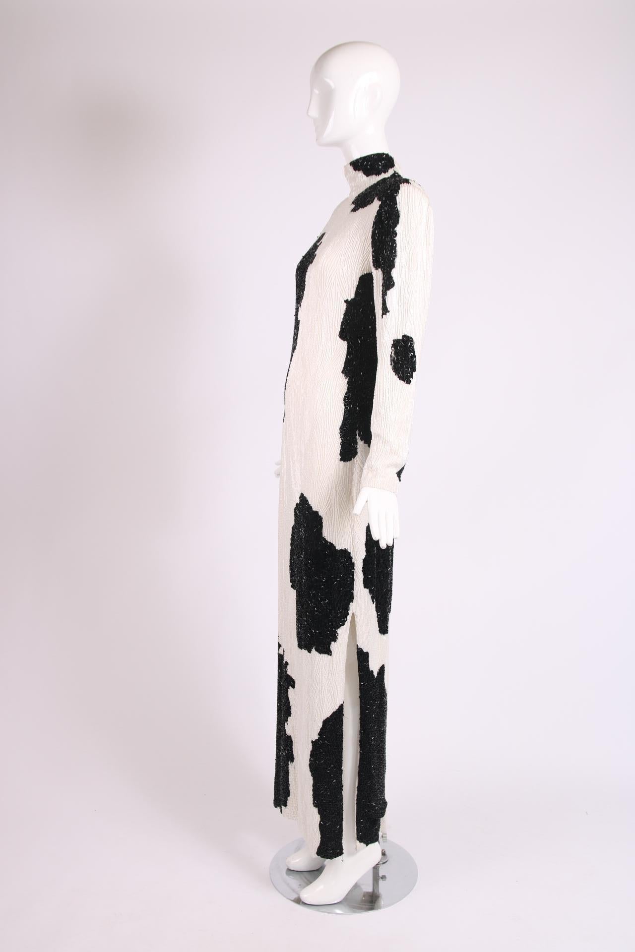 black and white gown