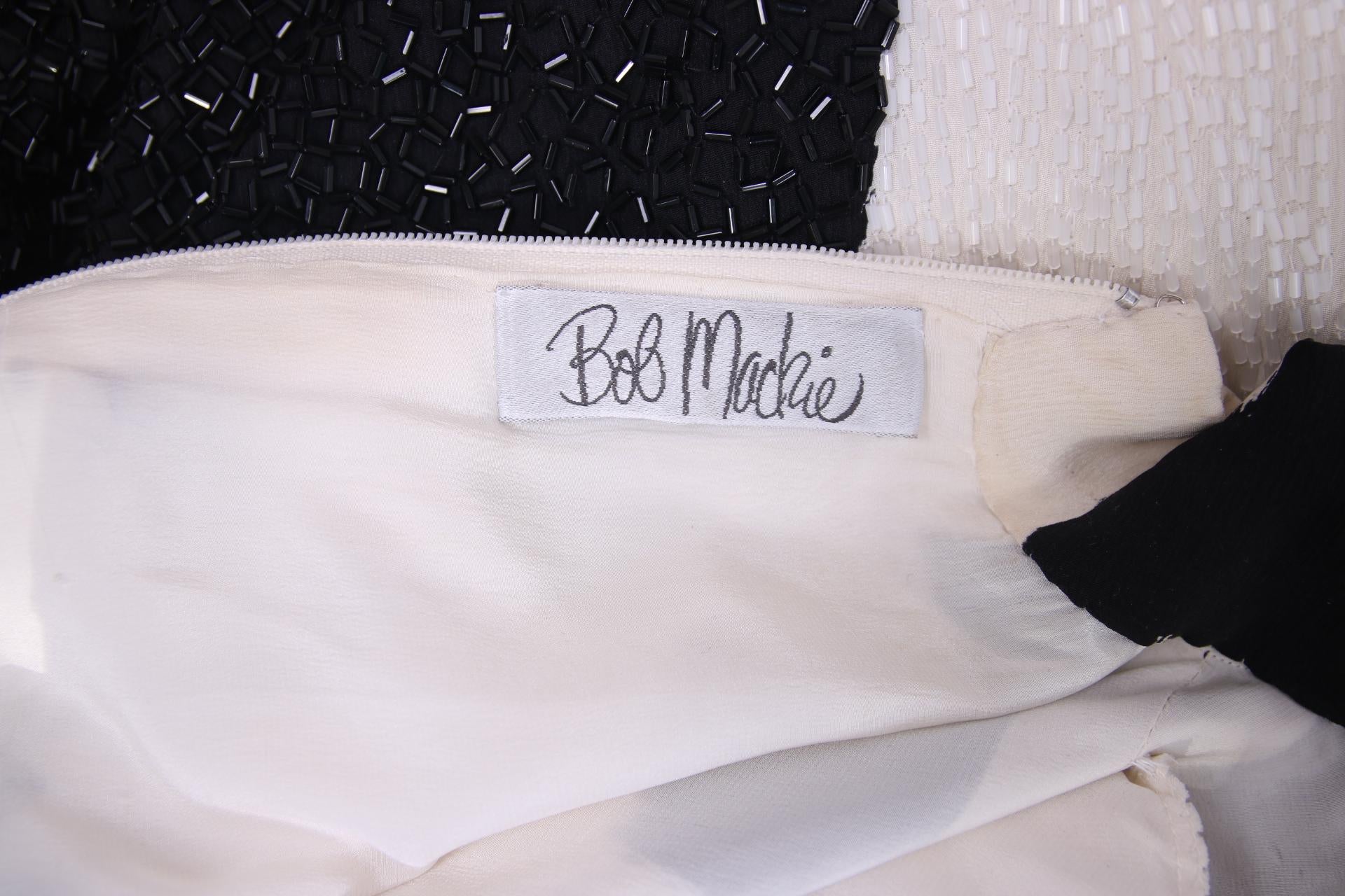 Bob Mackie Black & White Beaded Evening Gown In Excellent Condition In Studio City, CA