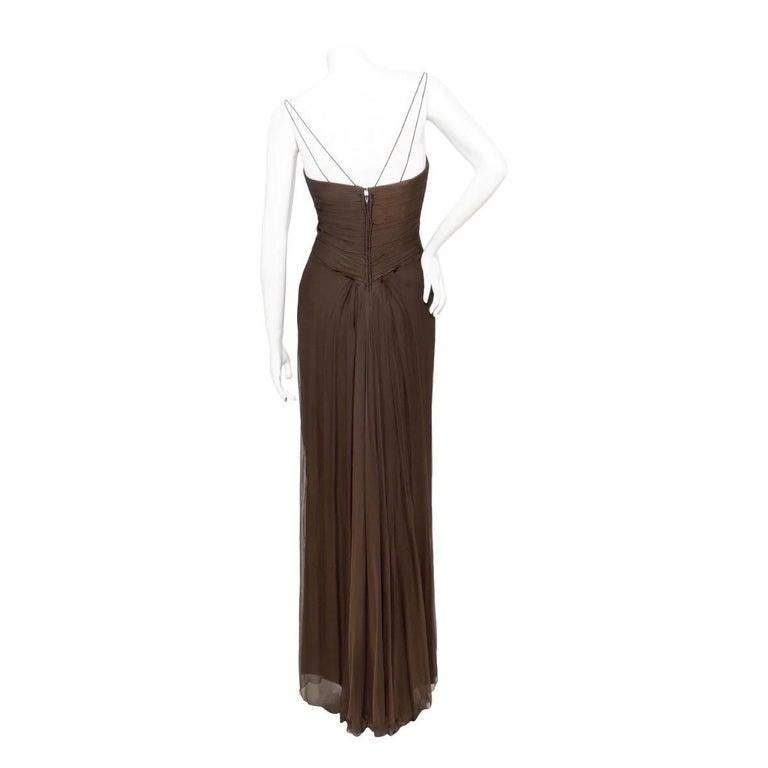 Bob Mackie Chocolate Silk Chiffon Gown (1980s) In Good Condition For Sale In Los Angeles, CA