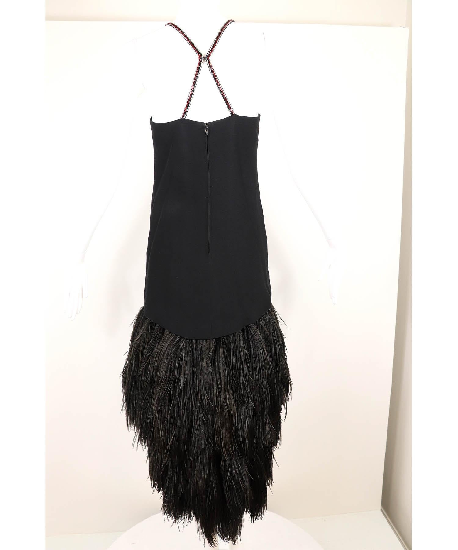 De las mujeres Bob Mackie Couture Vestido de Cuentas Tribal Multicolor Dobladillo de Plumas Vintage Años 80 en venta