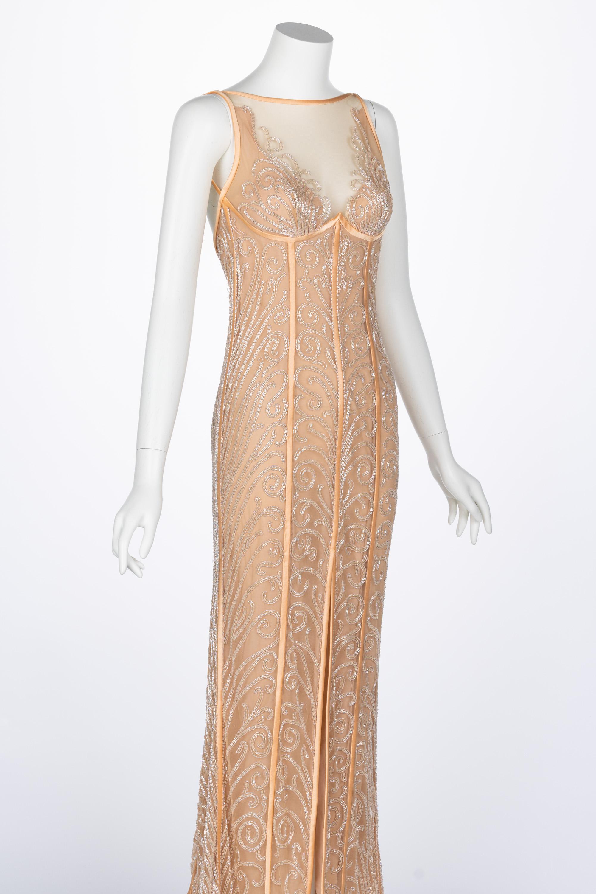  Bob Mackie Extraordinary 1990s Art Deco Beaded Gown In Excellent Condition For Sale In Boca Raton, FL