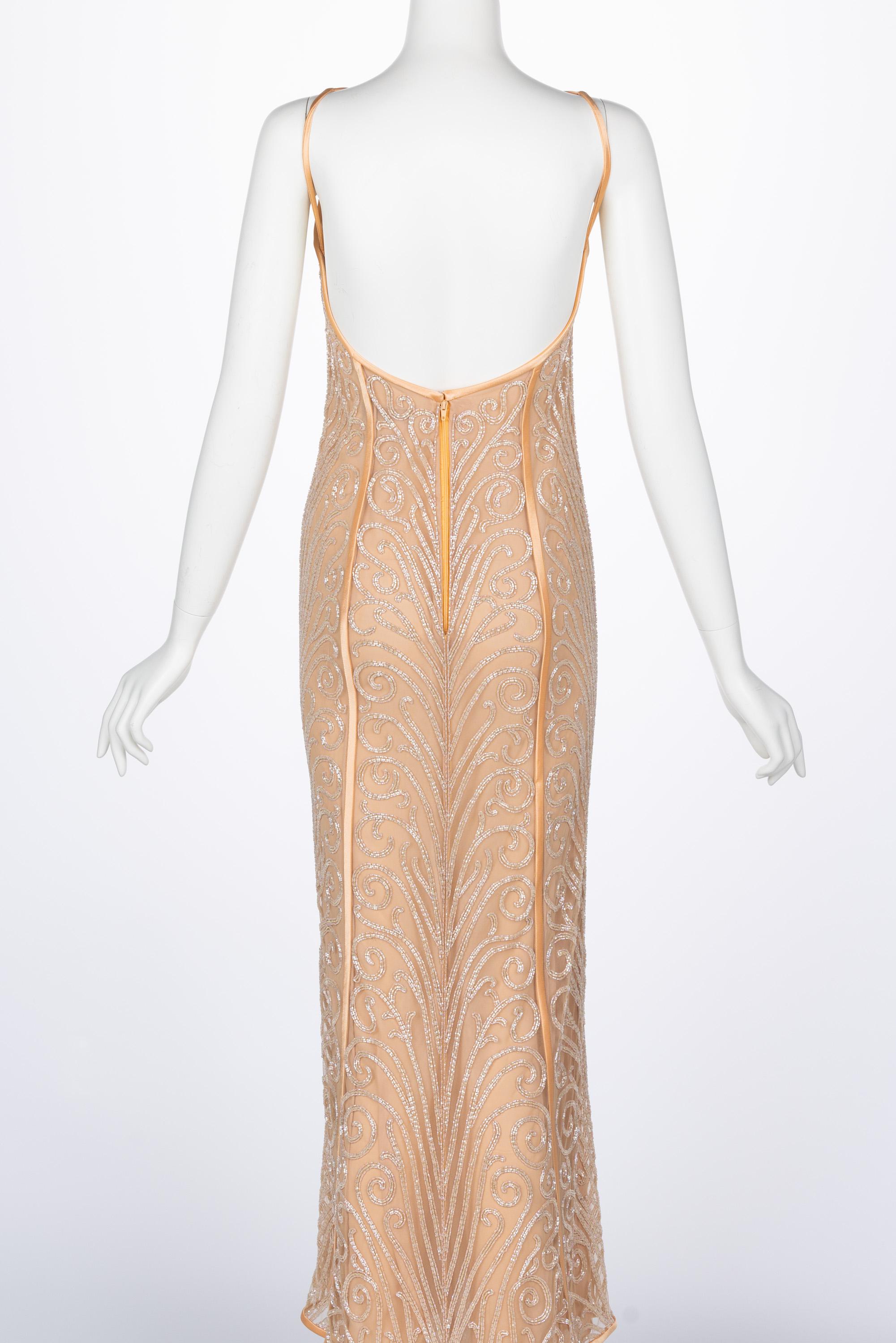  Bob Mackie Extraordinary 1990s Art Deco Beaded Gown For Sale 1