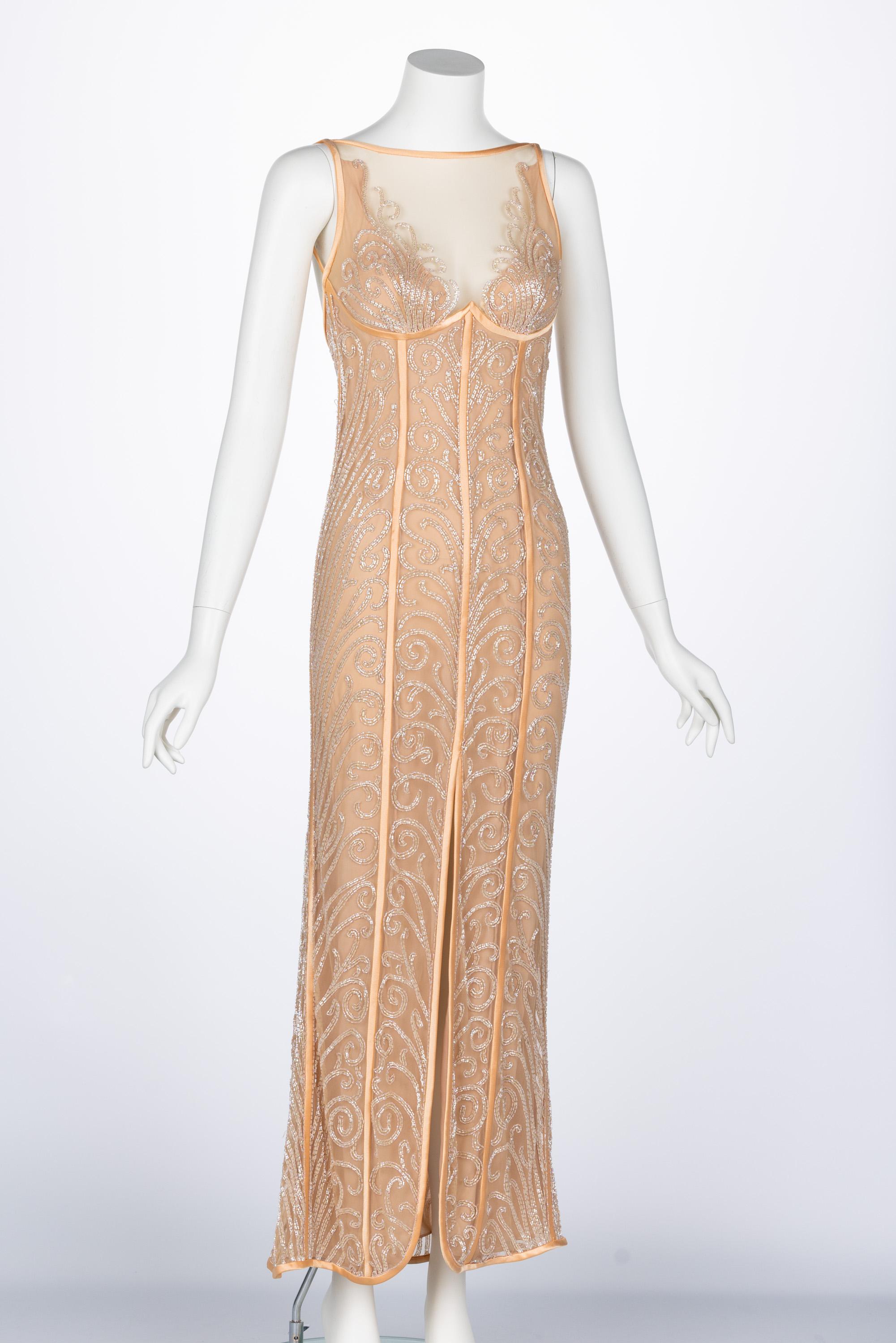 Bob Mackie Extraordinary 1990s Art Deco Beaded Gown For Sale 3