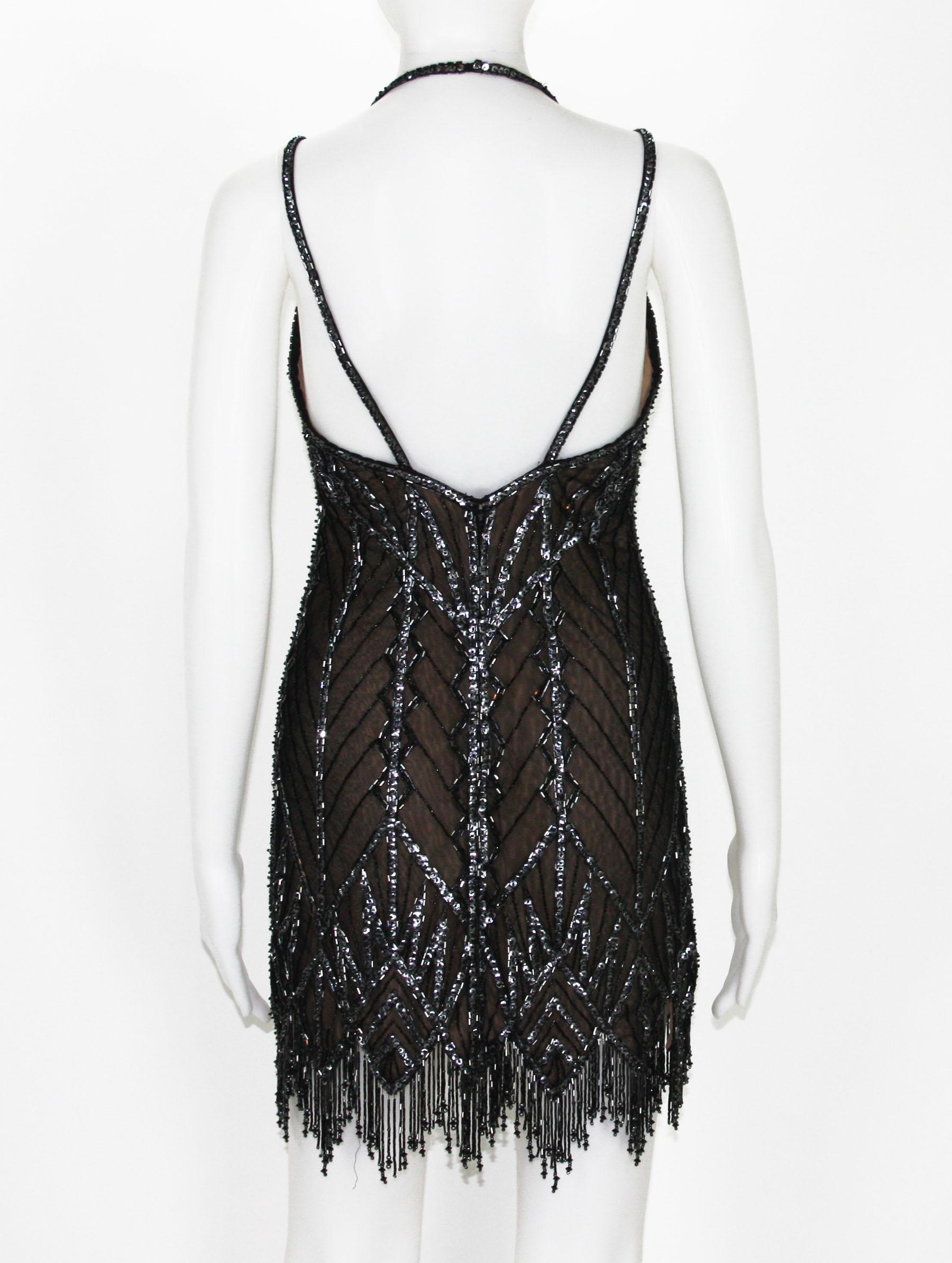 black beaded fringe dress
