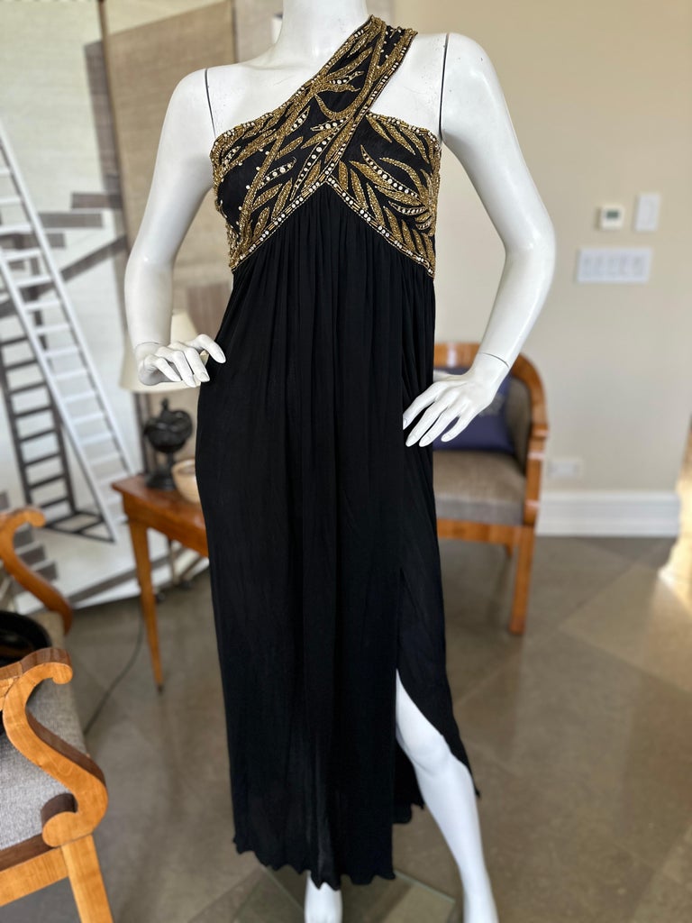 Bob Mackie for Neiman Marcus Vintage 70's One Shoulder Beaded Evening Dress  For Sale at 1stDibs