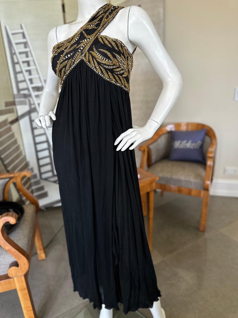 Bob Mackie for Neiman Marcus Vintage 70's One Shoulder Beaded Evening Dress  For Sale at 1stDibs