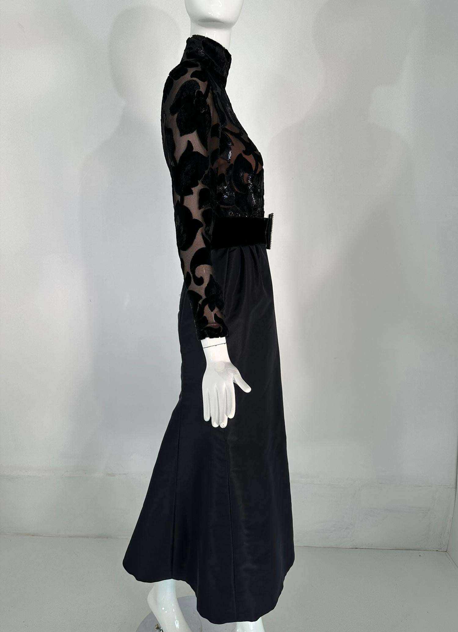 Bob Mackie Glittery Black Silk Cut Velvet & Black Taffeta Mermaid Skirt Gown  5