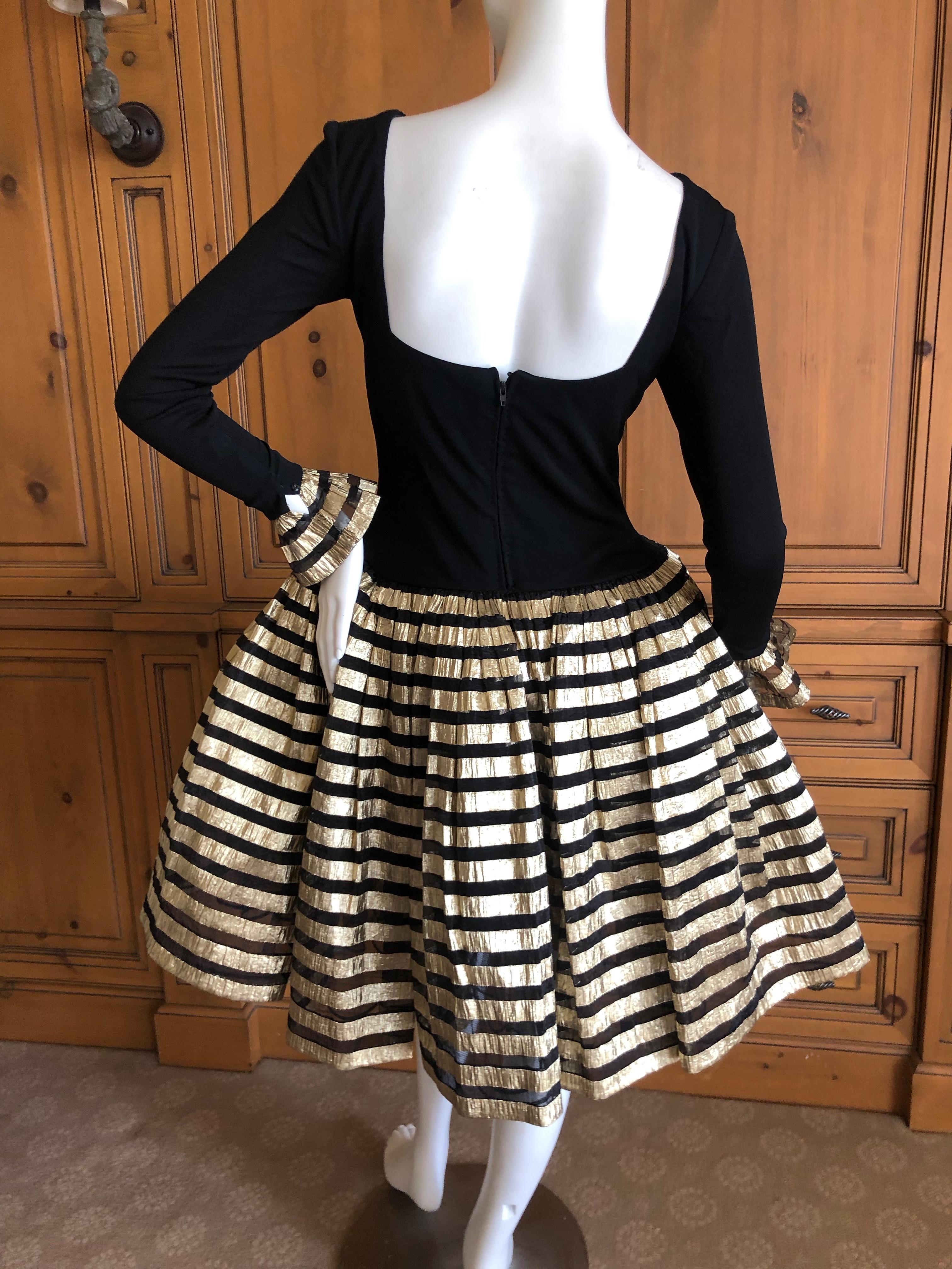 Bob Mackie Gold and Black Vintage Cocktail Dress w Ballerina Skirt & Petticoats For Sale 1