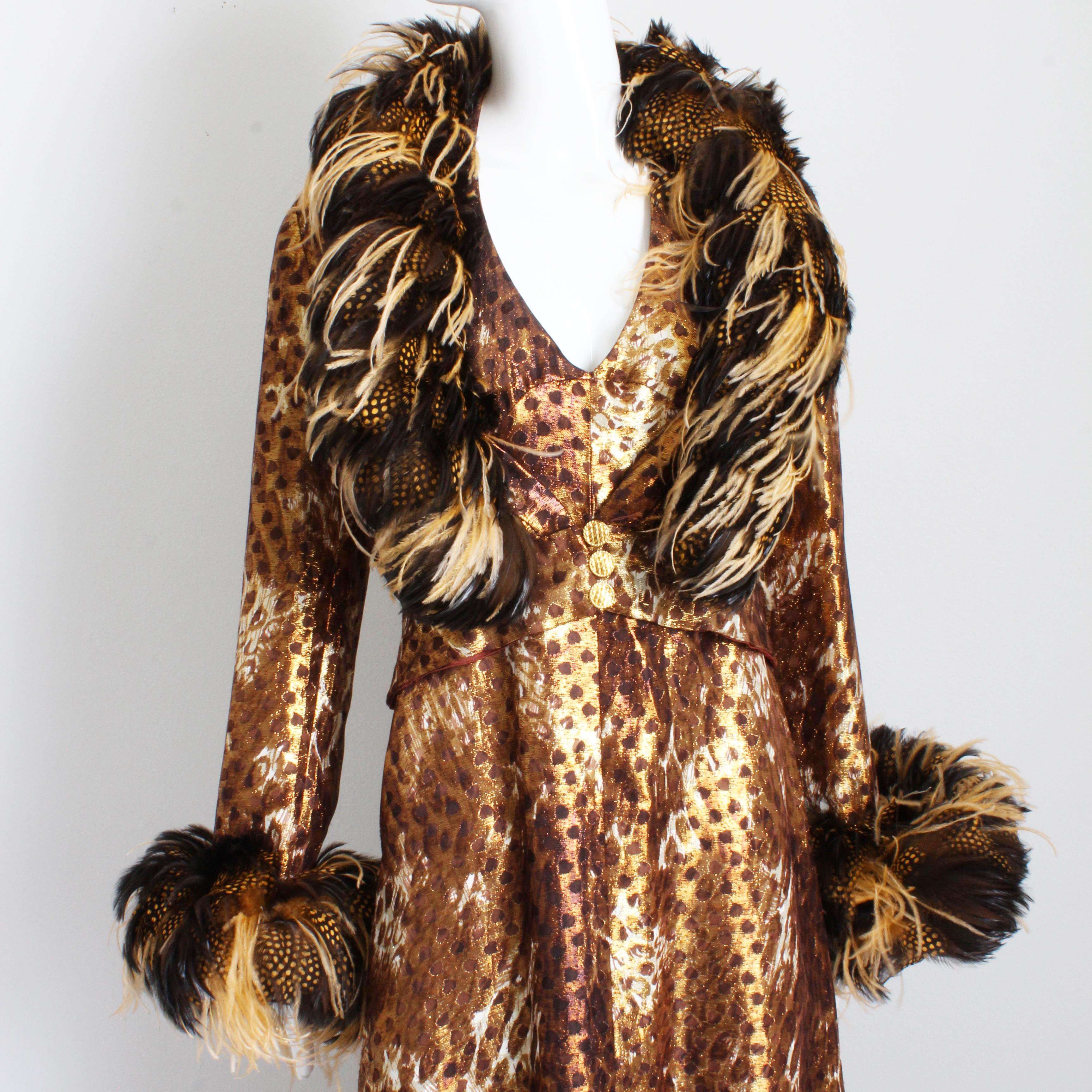Bob Mackie Halter Dress and Feather Trim Evening Jacket 2pc Set Vintage 70s Rare For Sale 1
