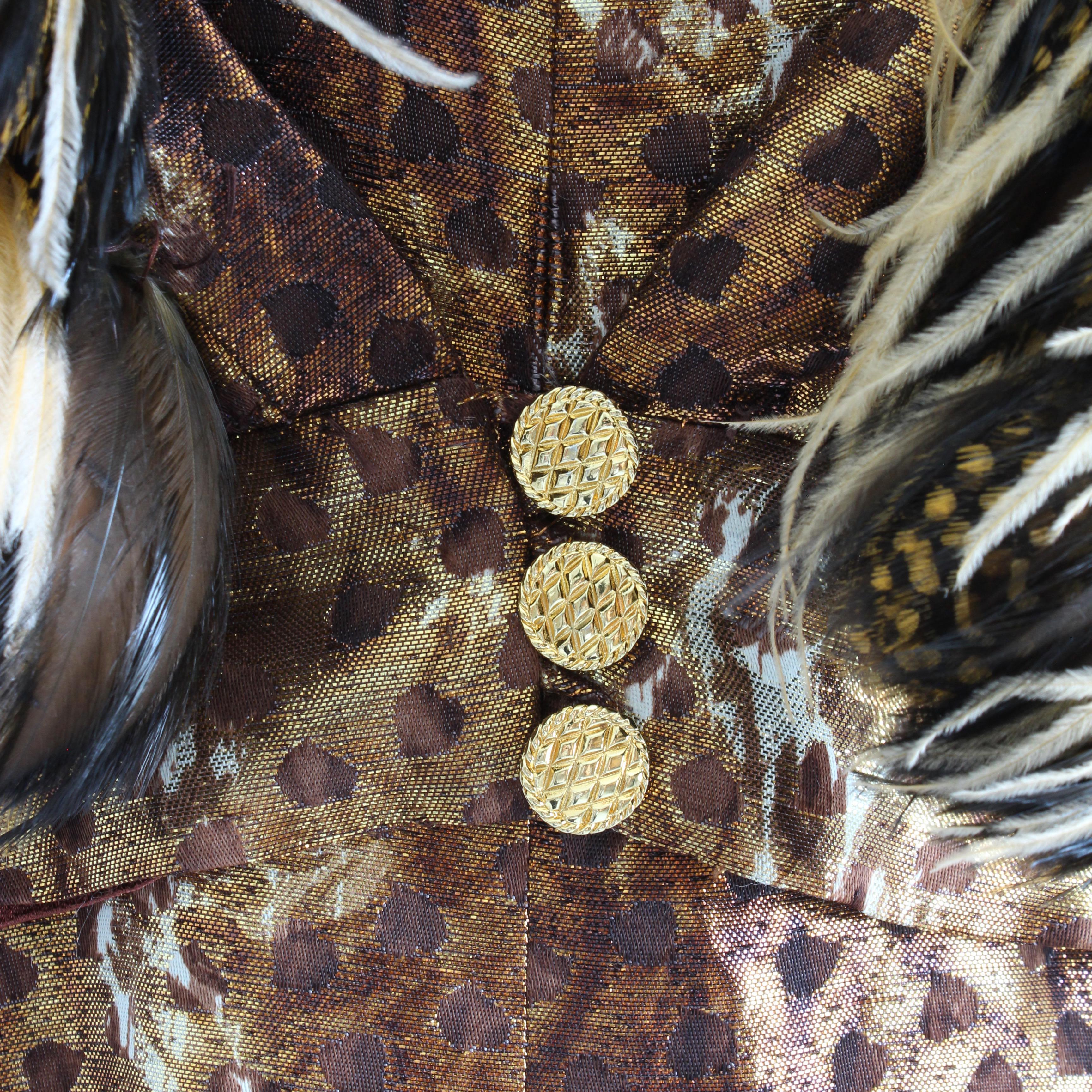 Bob Mackie Halter Dress and Feather Trim Evening Jacket 2pc Set Vintage 70s Rare For Sale 2