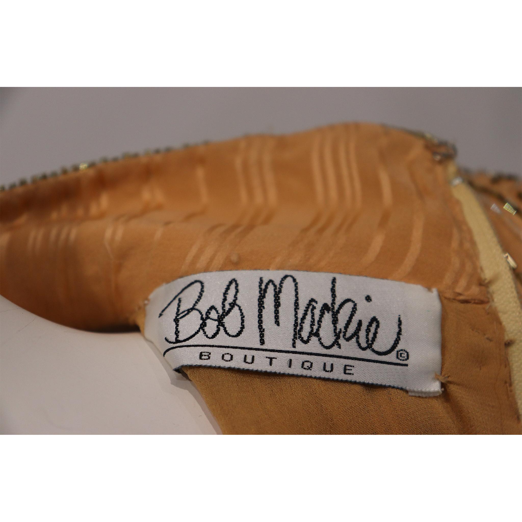 Bob Mackie High Collar Long Sleeve Gold Beaded Gown Circa 1990s 2