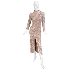 Bob Mackie Nude Pearl Beaded Gown, 1980s