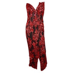Bob Mackie Red Sequin Grapevine Dress, SS 1989