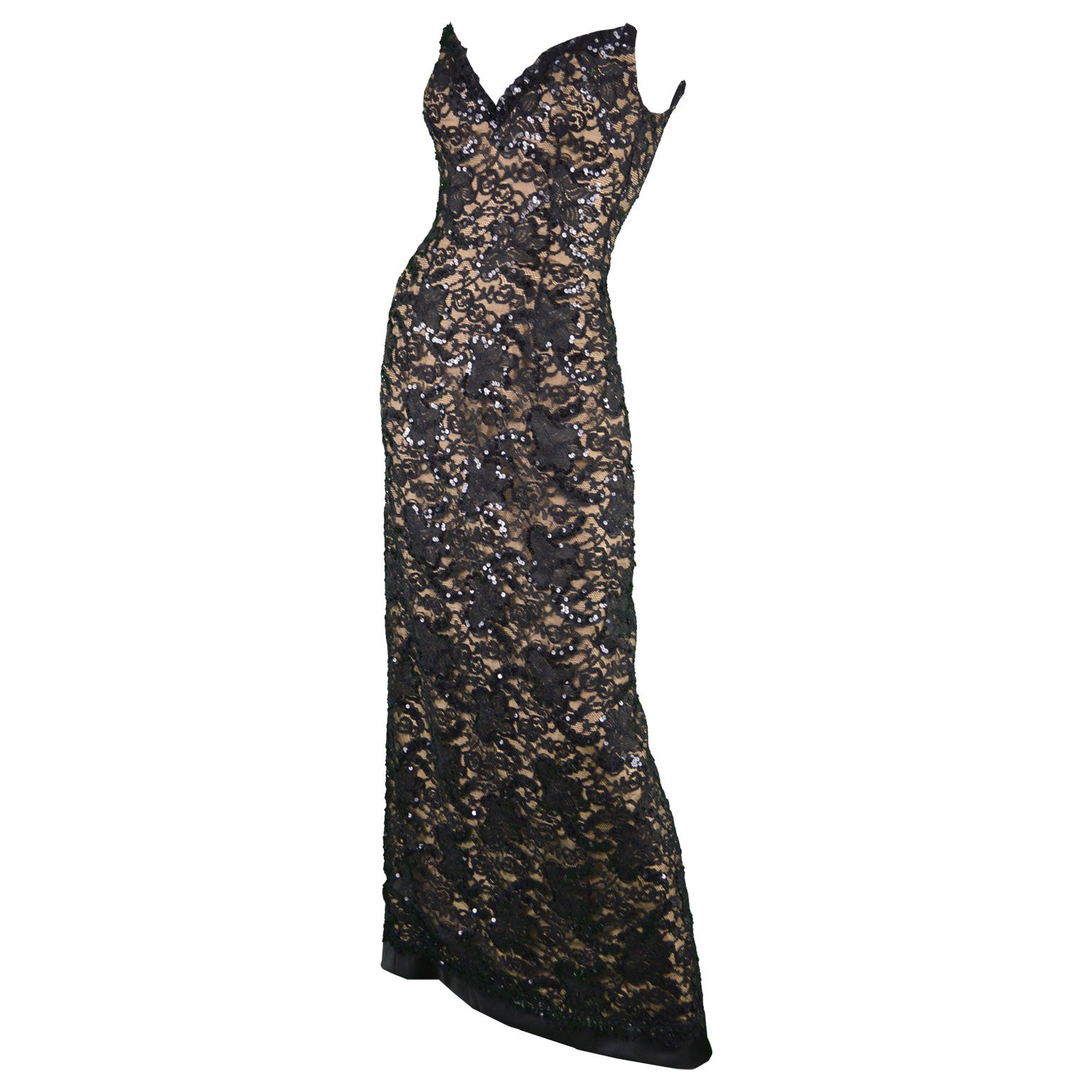 Bob Mackie Sequinned Lace Evening Gown