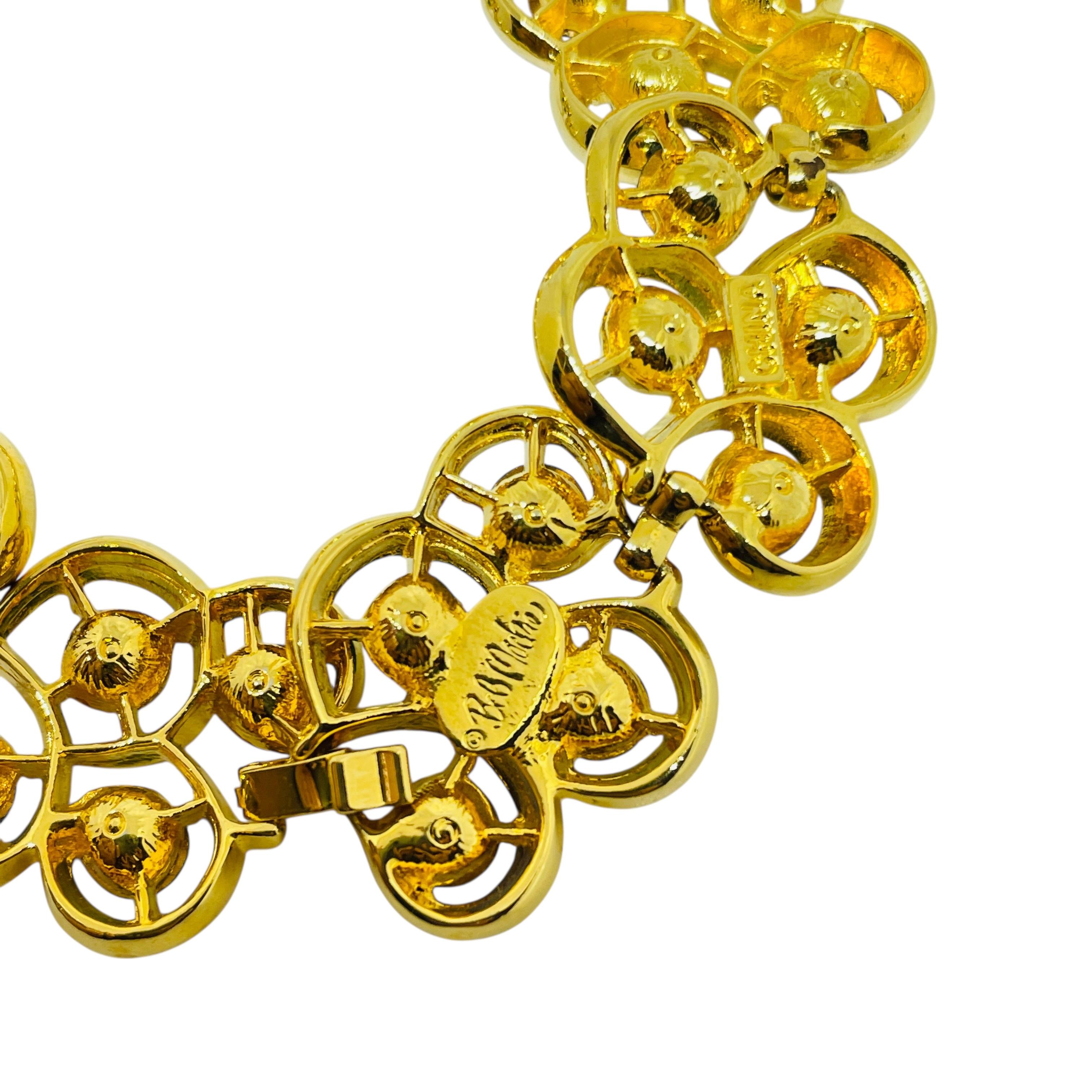 BOB MACKIE signiert vintage vergoldet blau grüner Kristall Designer-Armband im Zustand „Gut“ im Angebot in Palos Hills, IL