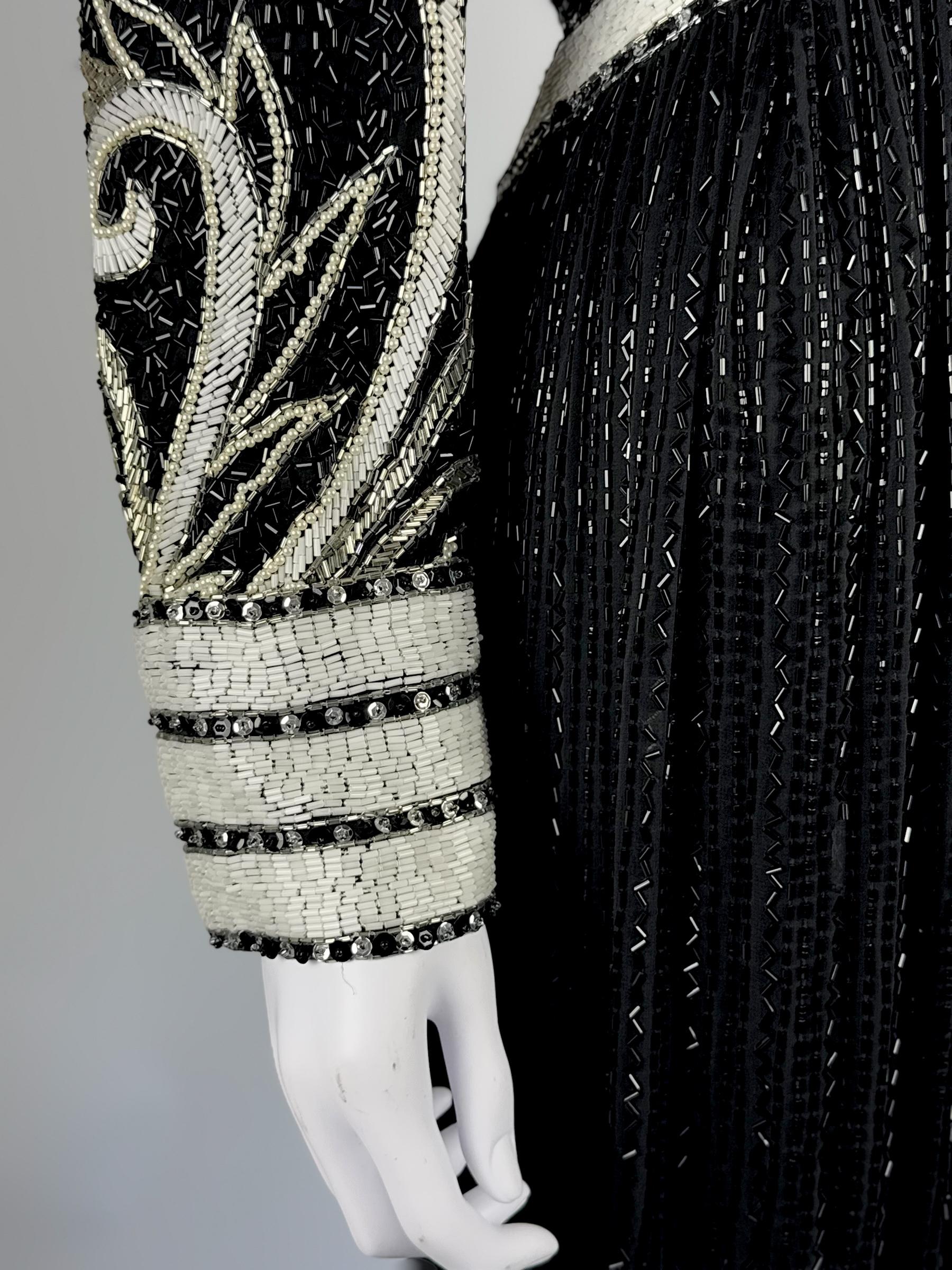 Bob Mackie Perlenbesetztes Seidenkleid, 1980er Jahre im Zustand „Gut“ im Angebot in Marlborough, GB
