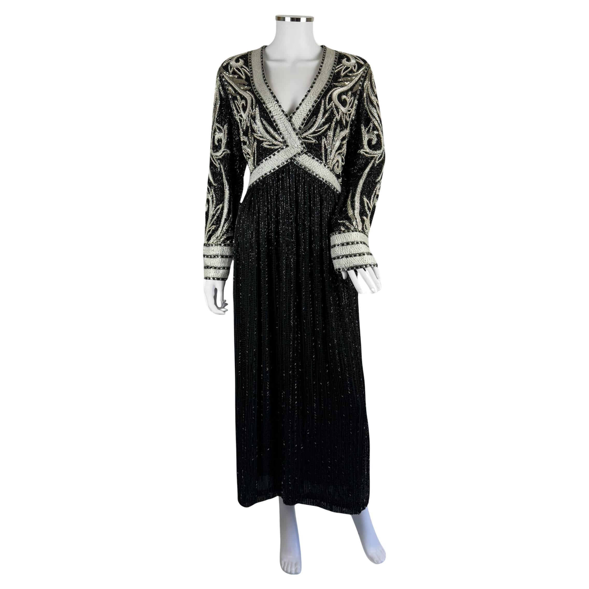 Bob Mackie Perlenbesetztes Seidenkleid, 1980er Jahre im Angebot
